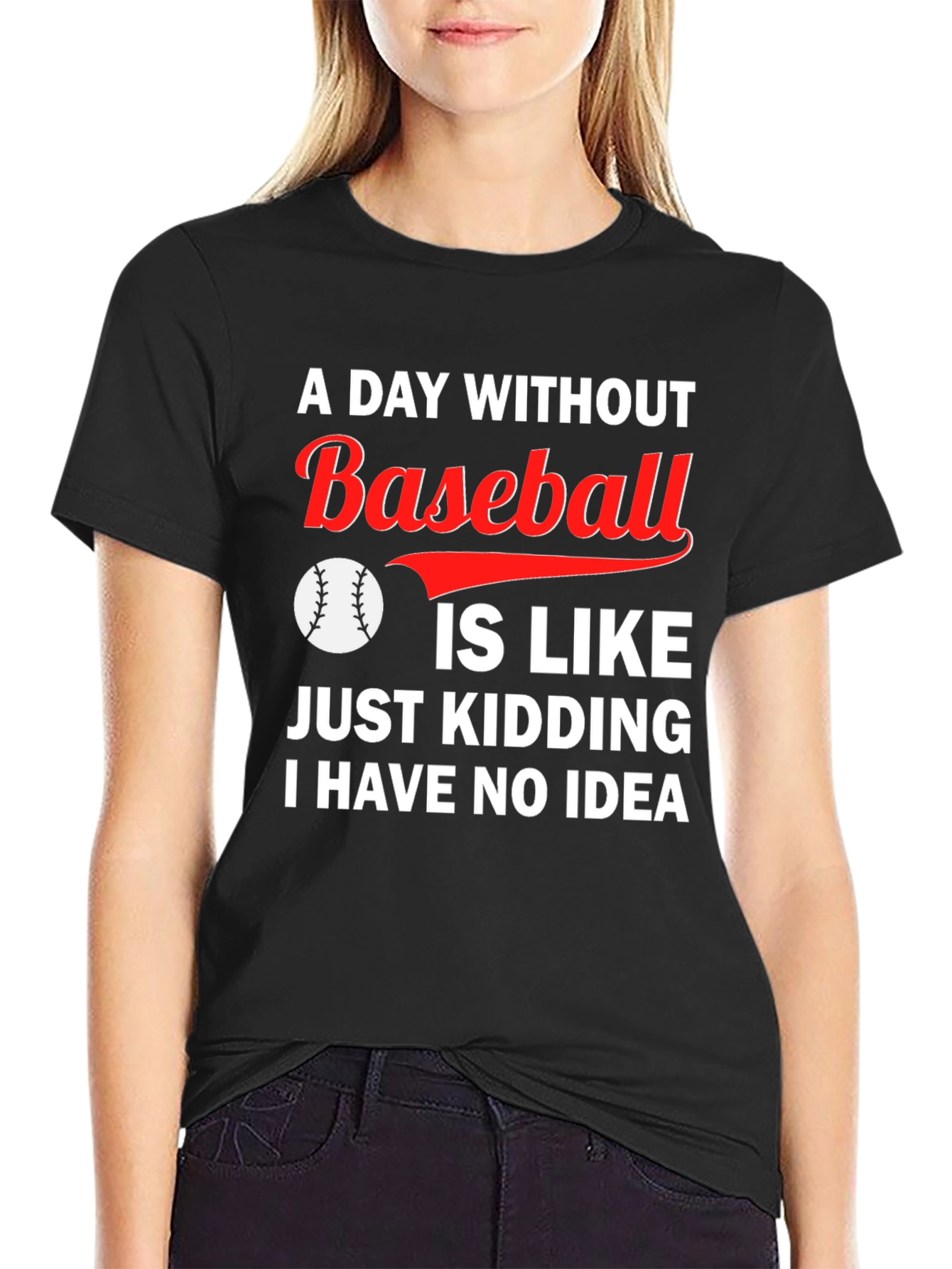 Black Funny Baseball T-Shirt - A Day Without Baseball view 2