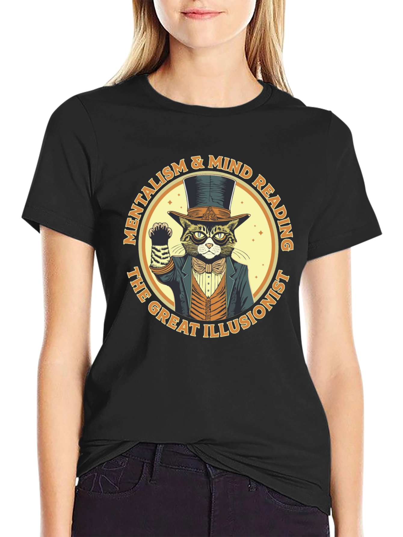 Black Mentalism & Mind Reading Cat T-Shirt view 2