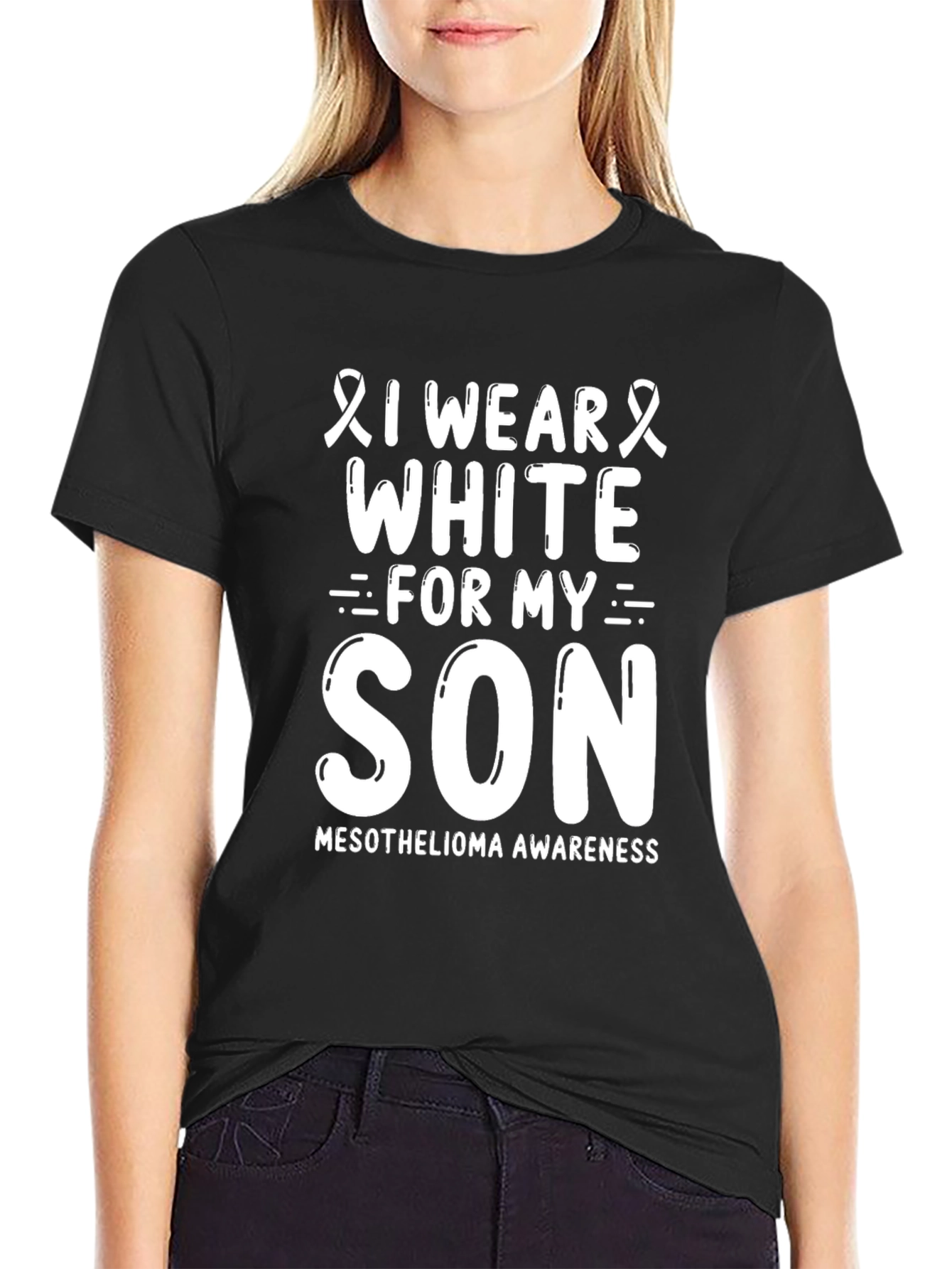 Black I Wear White For My Son Awareness T-Shirt view 2