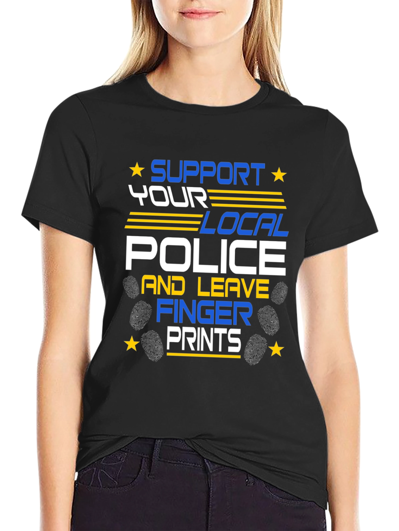 Black Support Local Police Graphic T-Shirt view 2