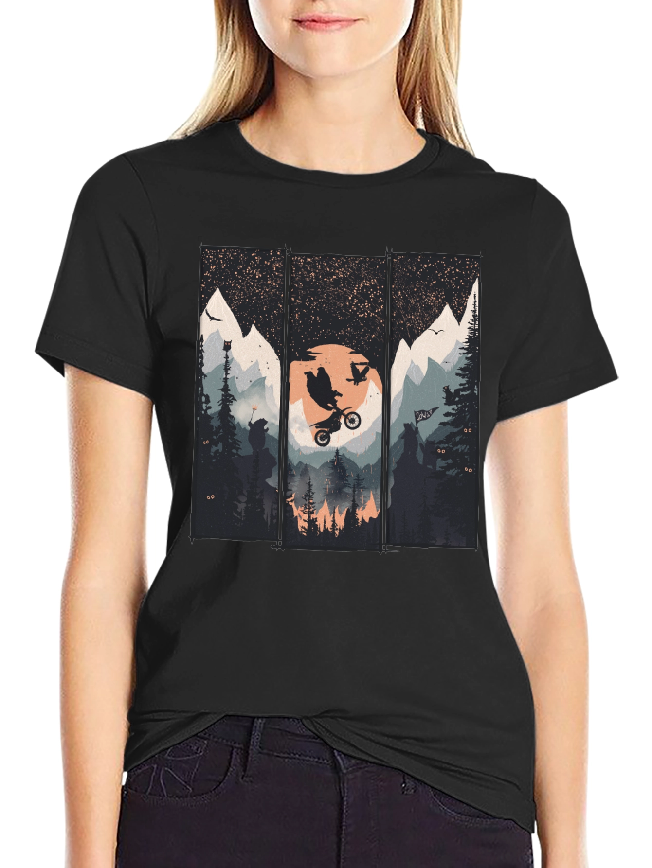 Black Mountain Bike Scene Graphic Tee view 2