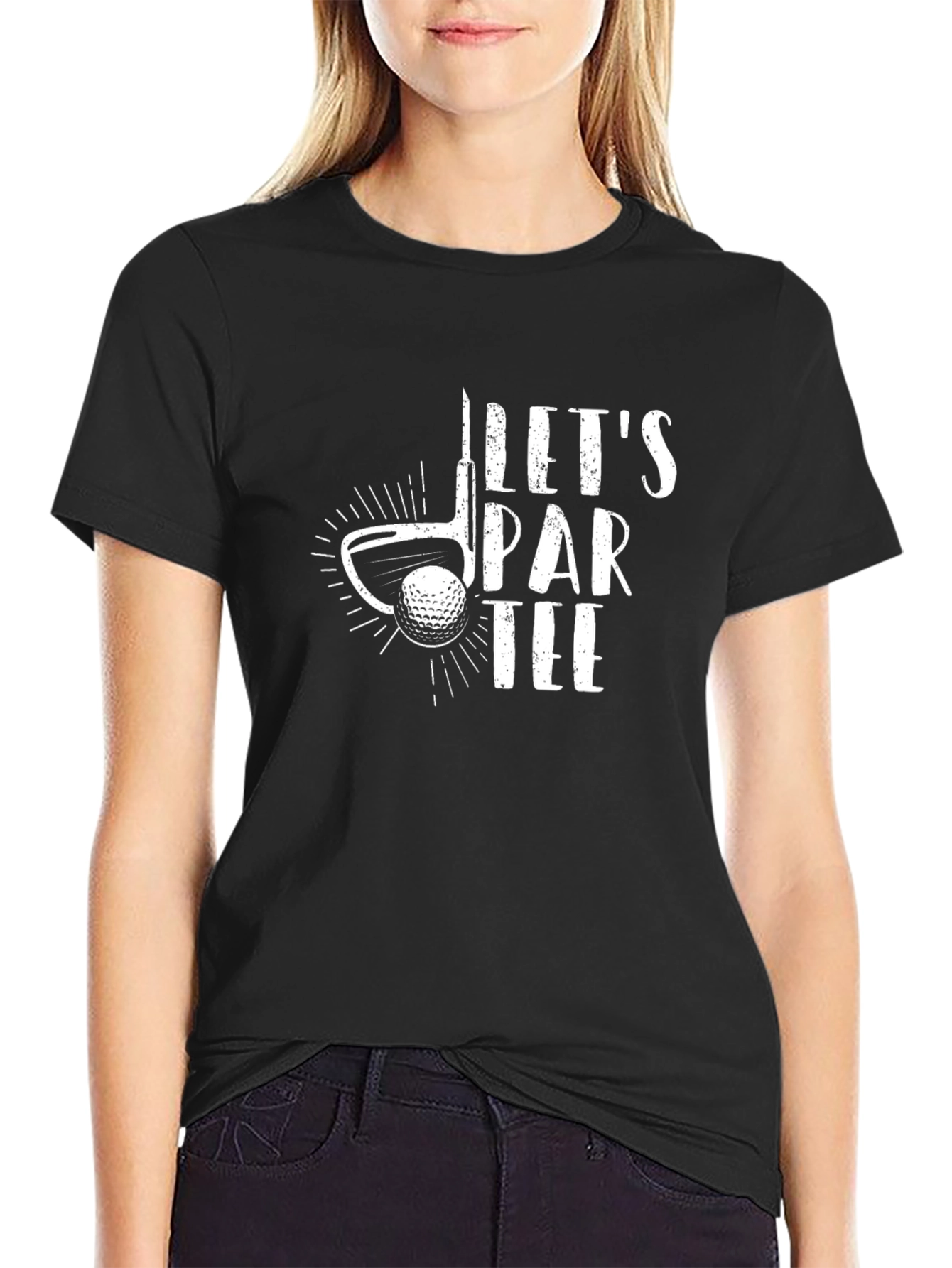 Black Let's Par Tee Golf T-Shirt - Black Cotton Tee view 2
