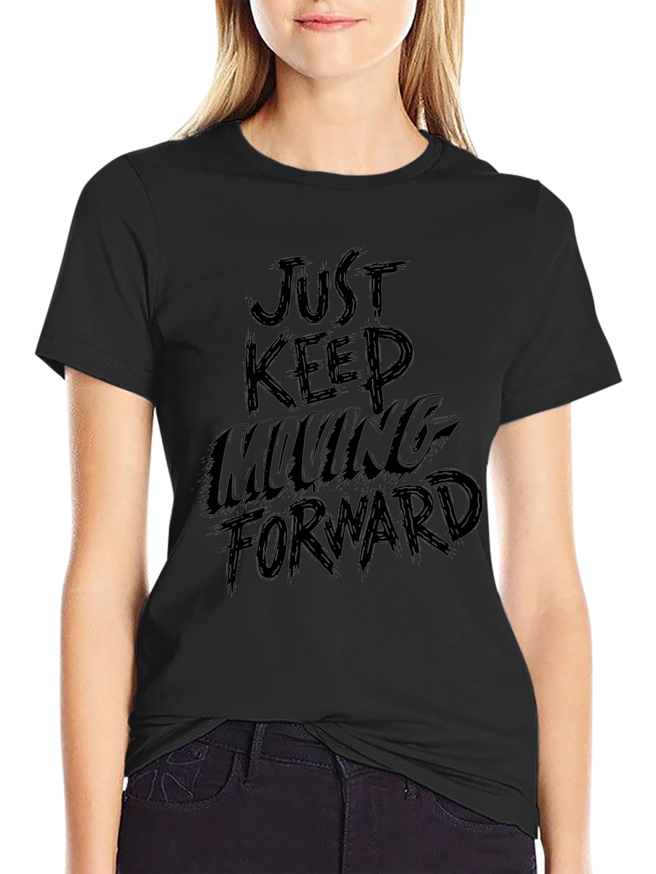 Black Just Keep Moving Forward Black T-Shirt view 2