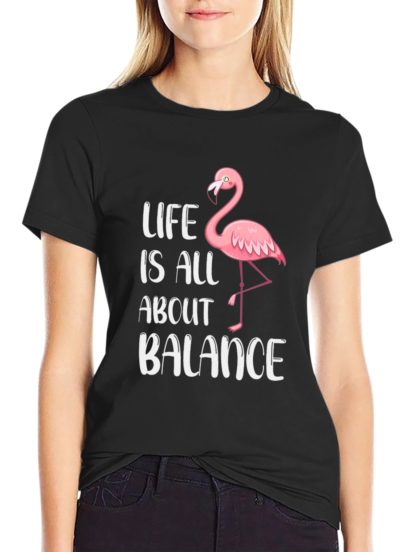 Black Life is All About Balance Flamingo Graphic T-Shirt view 2