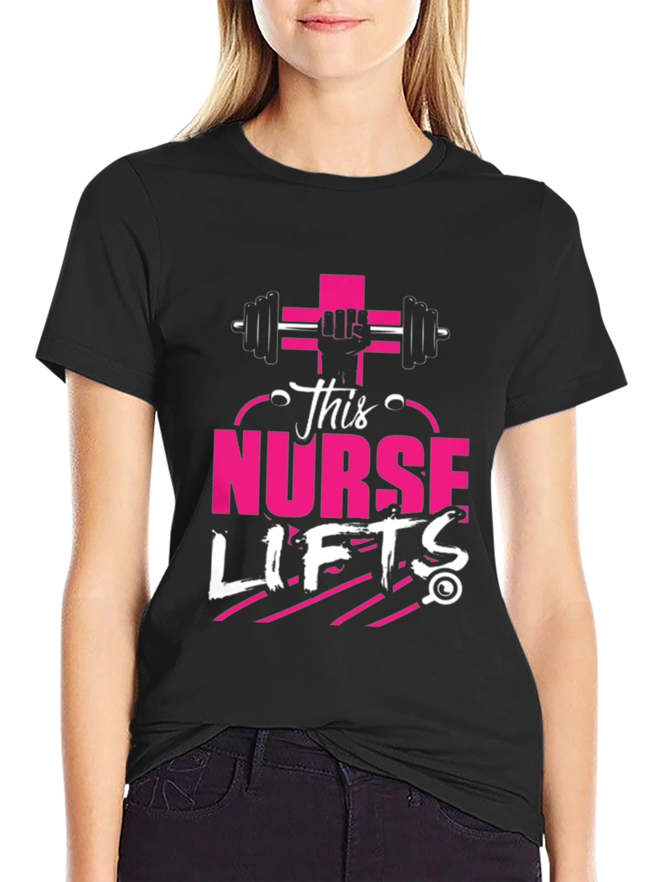 Black This Nurse Lifts T-Shirt: Fitness Apparel view 2