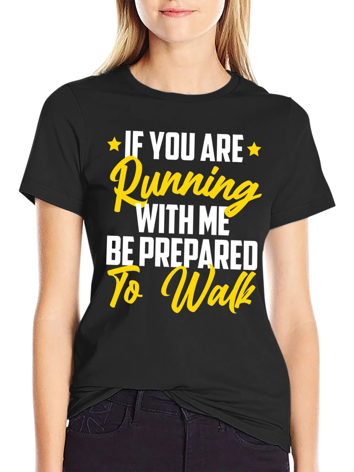 Black Funny Running T-Shirt: Be Prepared to Walk! view 2