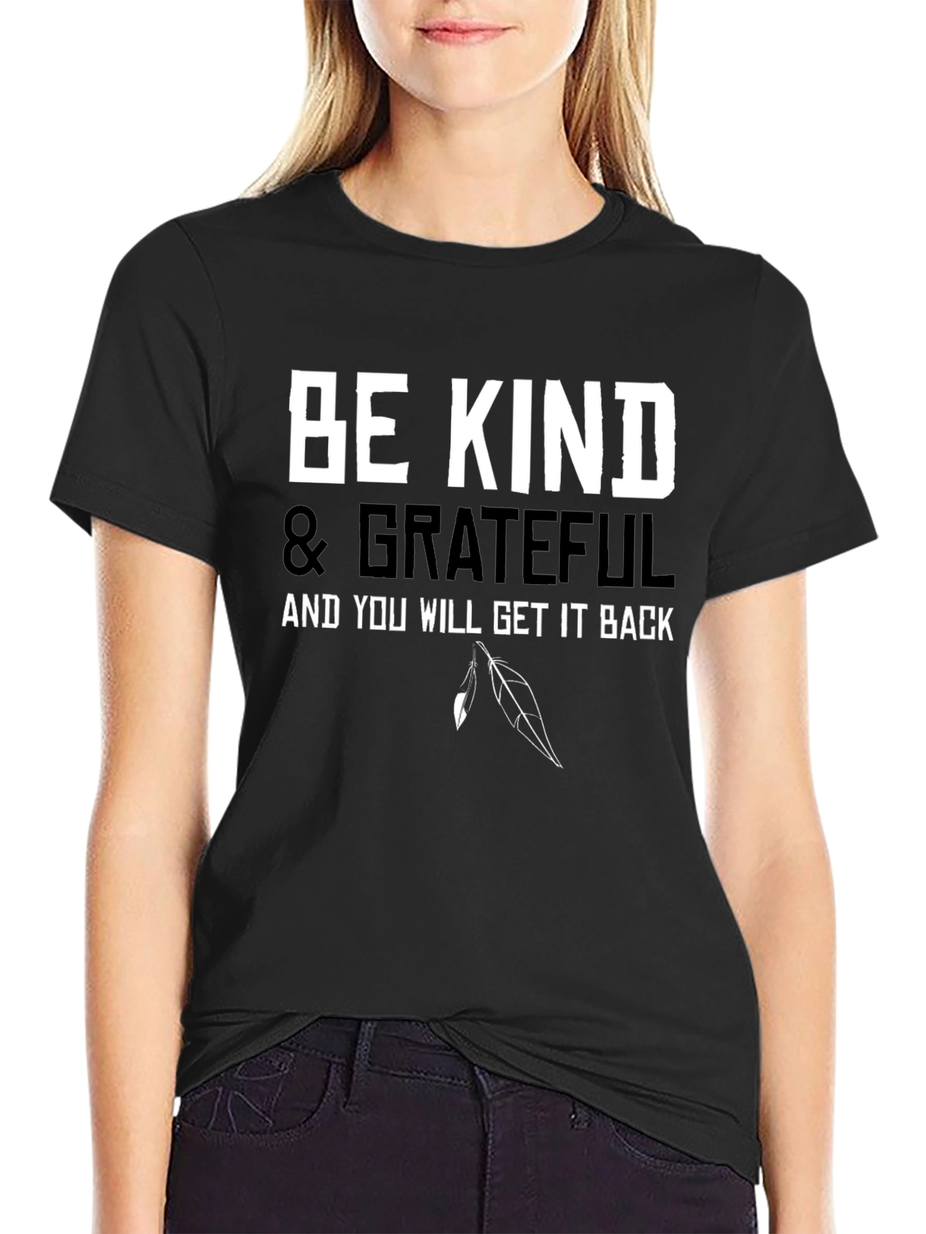 Black Be Kind & Grateful Black T-Shirt view 2