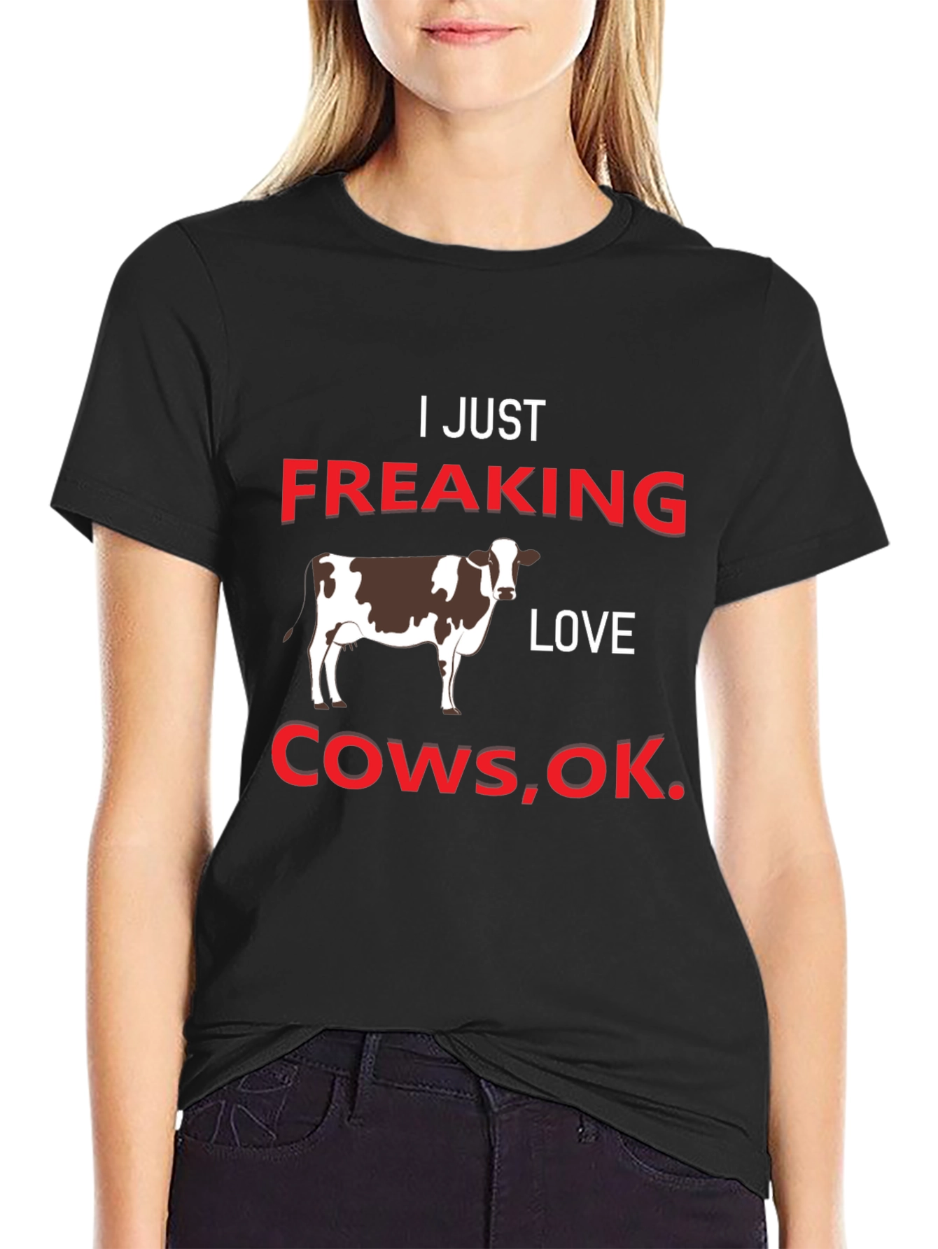 Black I Just Freaking Love Cows T-Shirt view 2