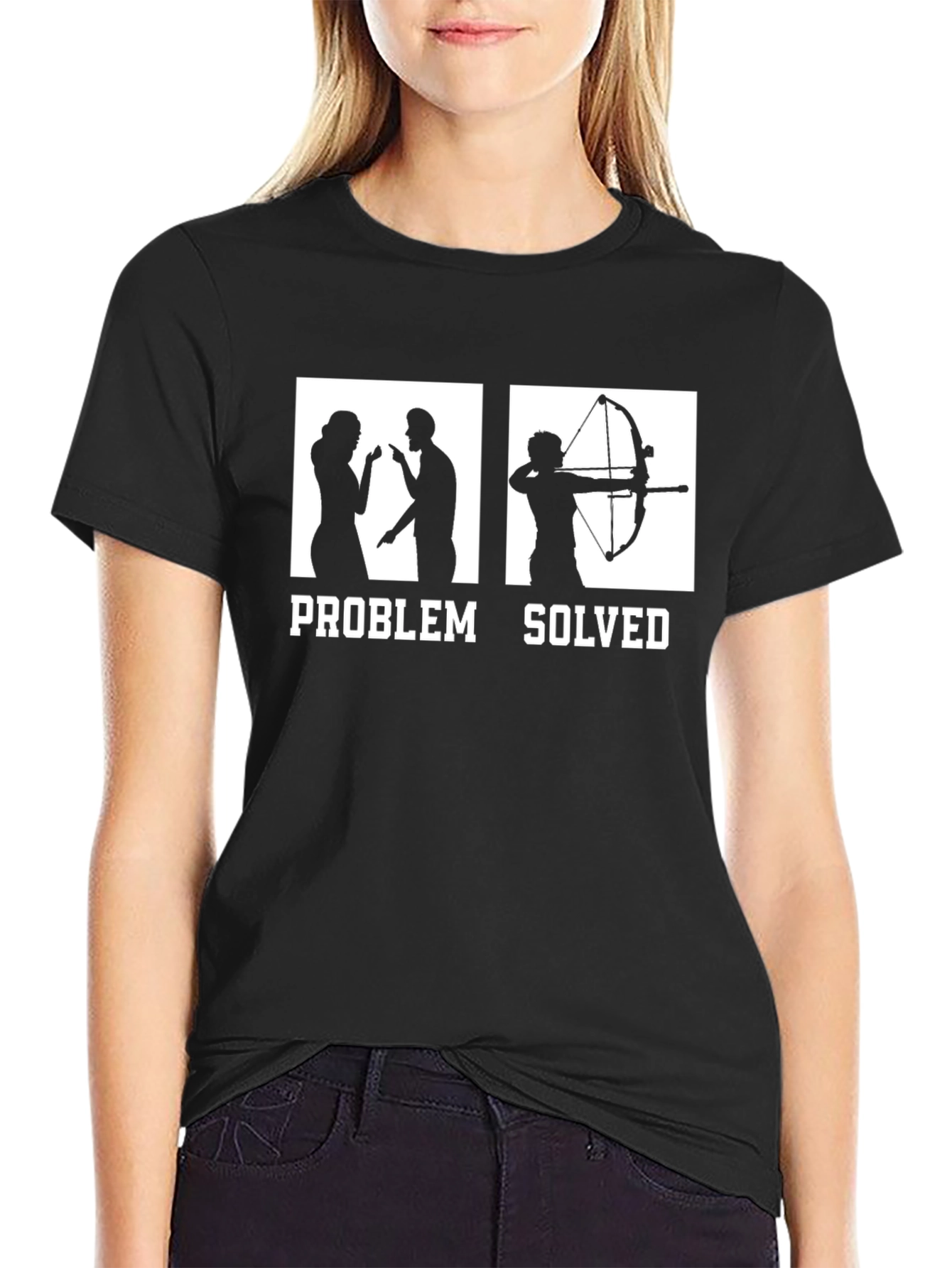 Black Problem Solved Archer Graphic T-Shirt view 2