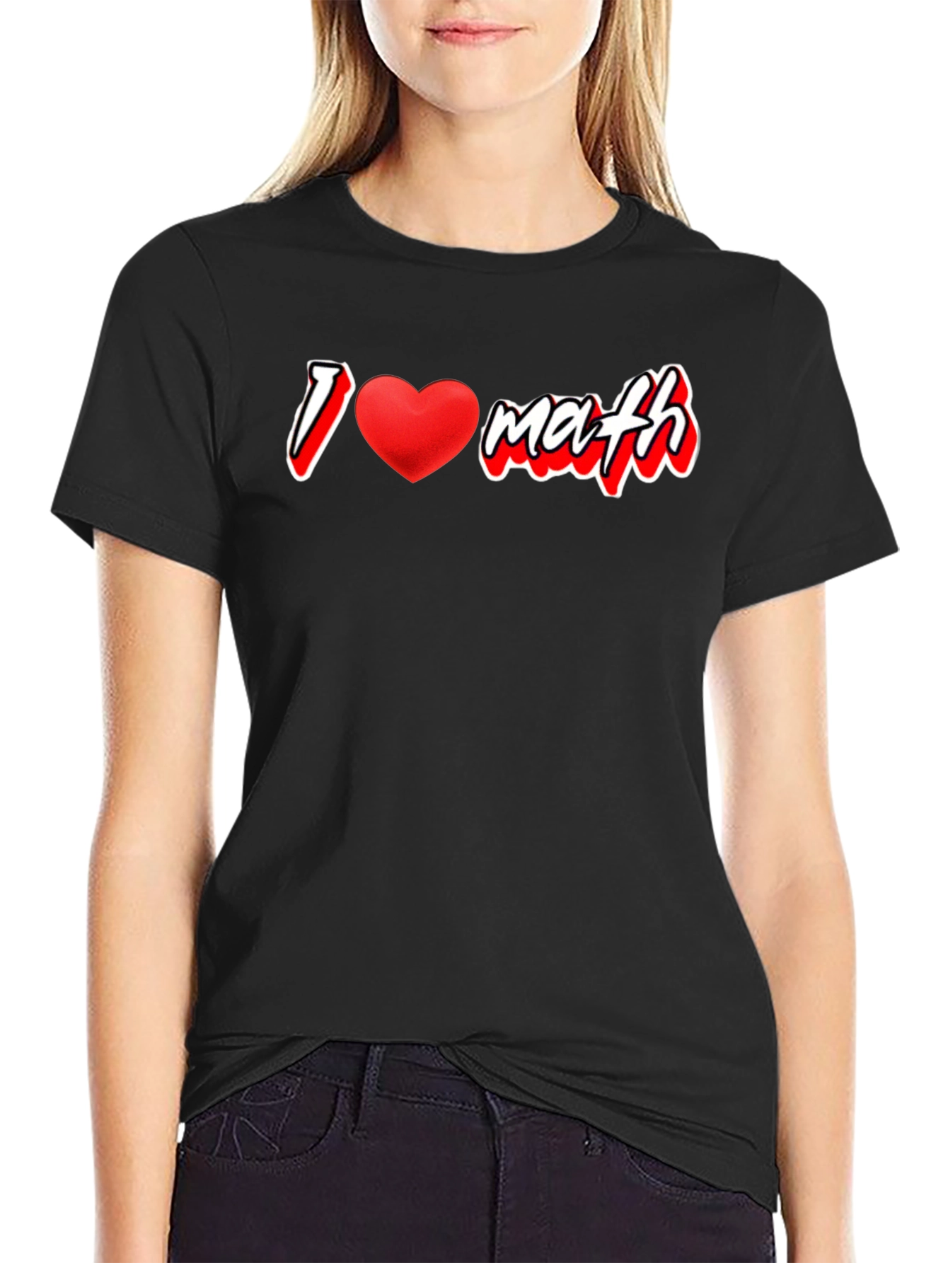 Black I Heart Math Graphic T-Shirt view 2