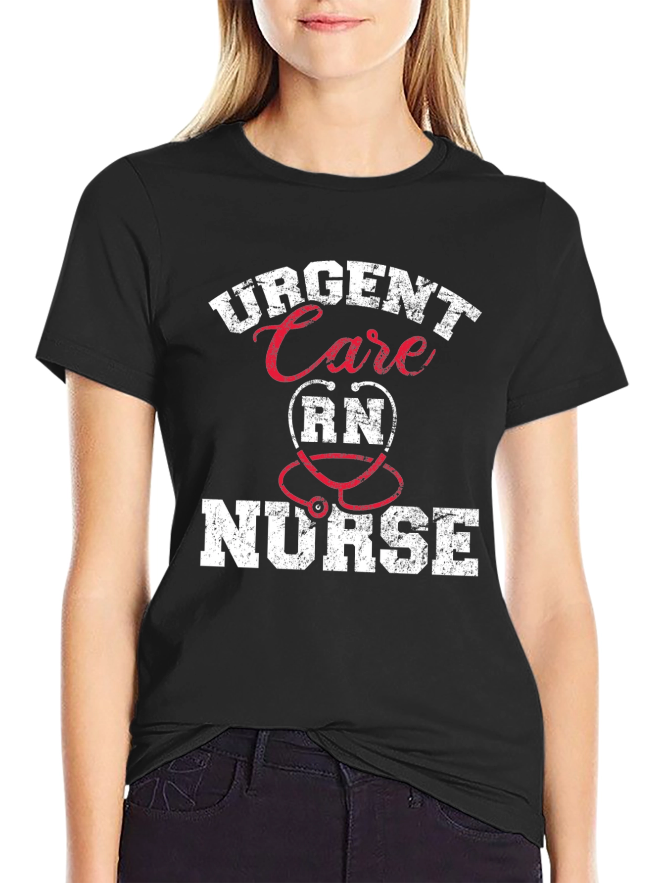 Black Urgent Care RN Nurse T-Shirt - Gift for Healthcare Workers view 2