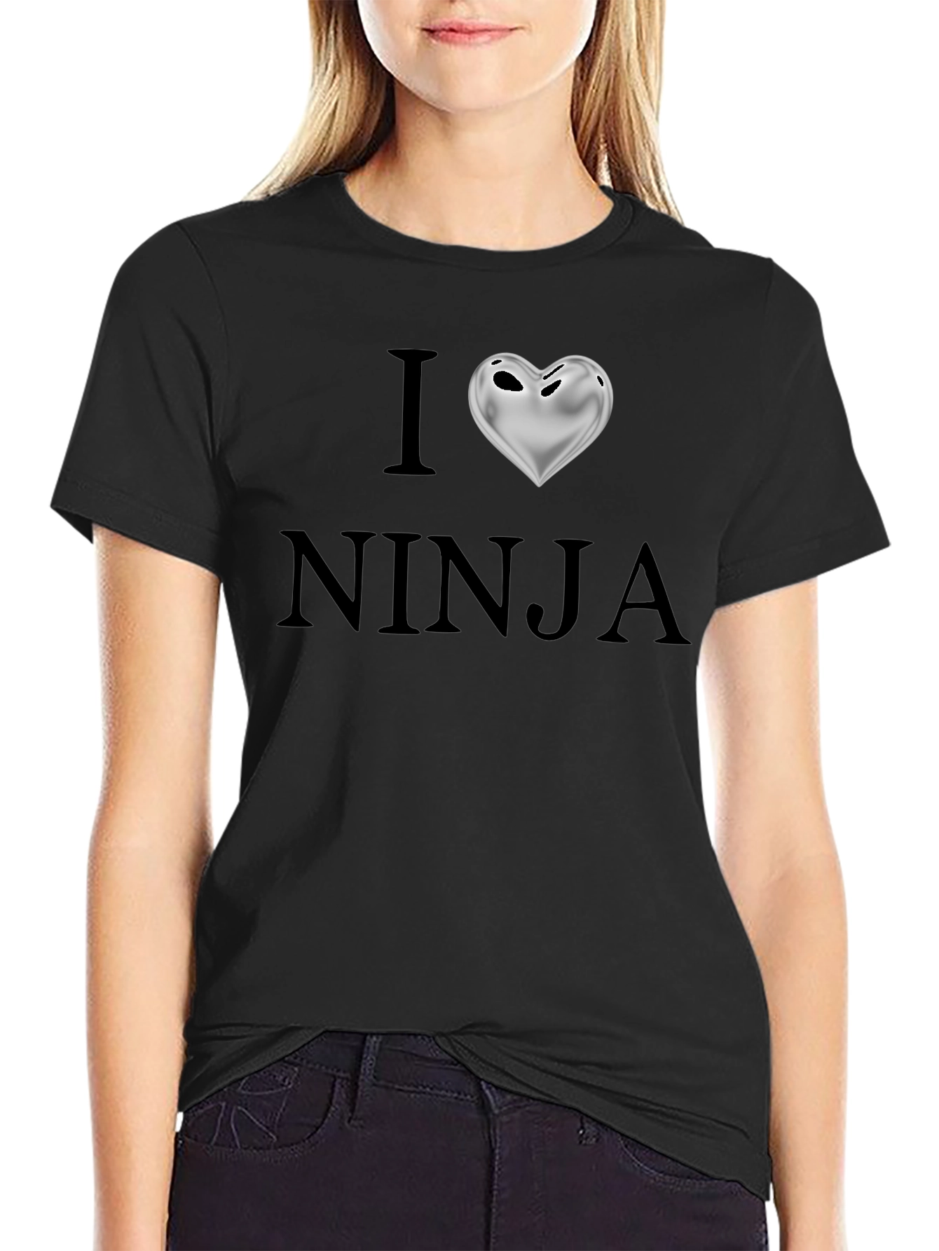 Black I Love Ninja Men's Black Graphic T-Shirt view 2