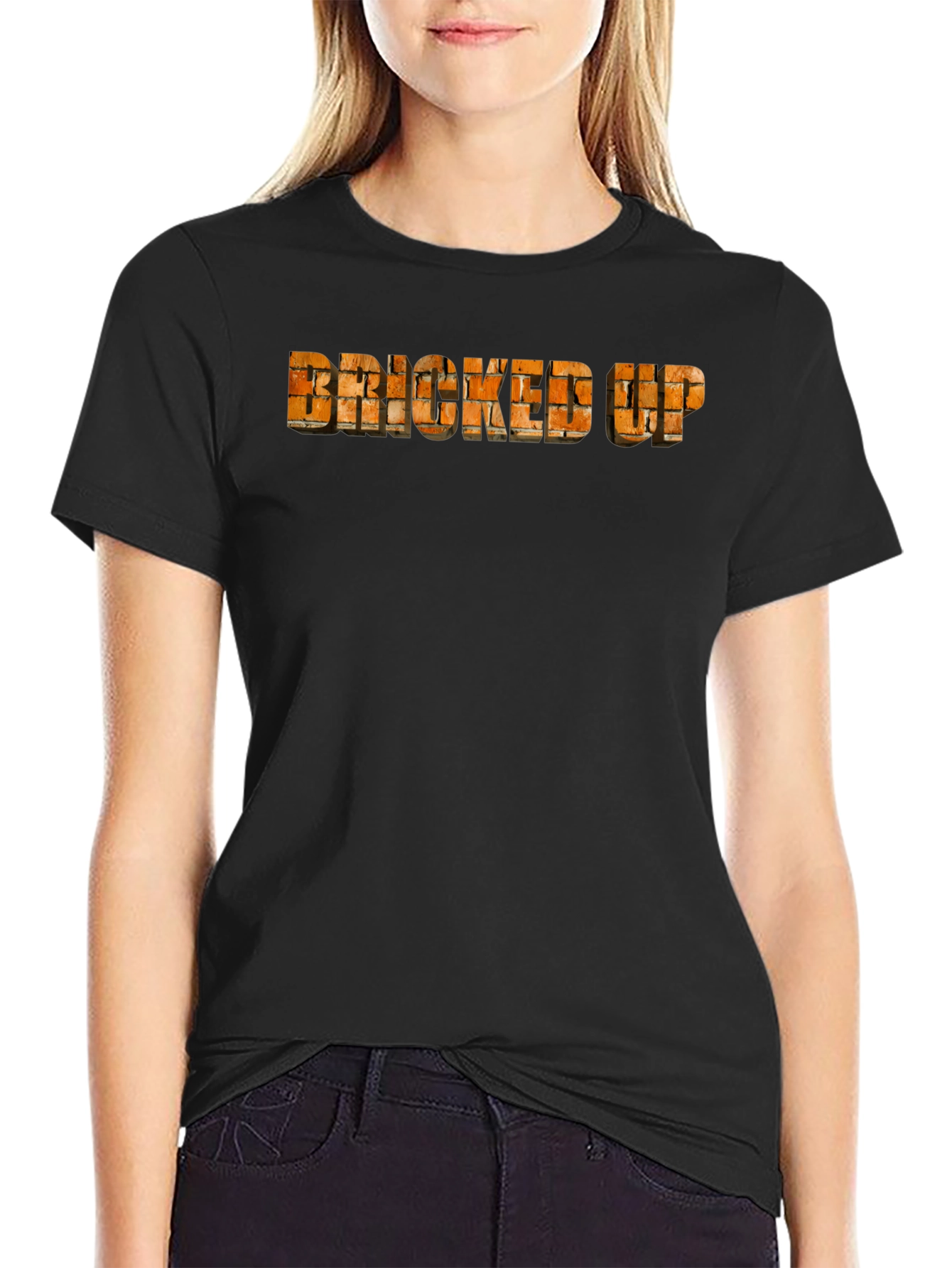 Black Bricked Up Graphic Tee - Novelty T-Shirt view 2