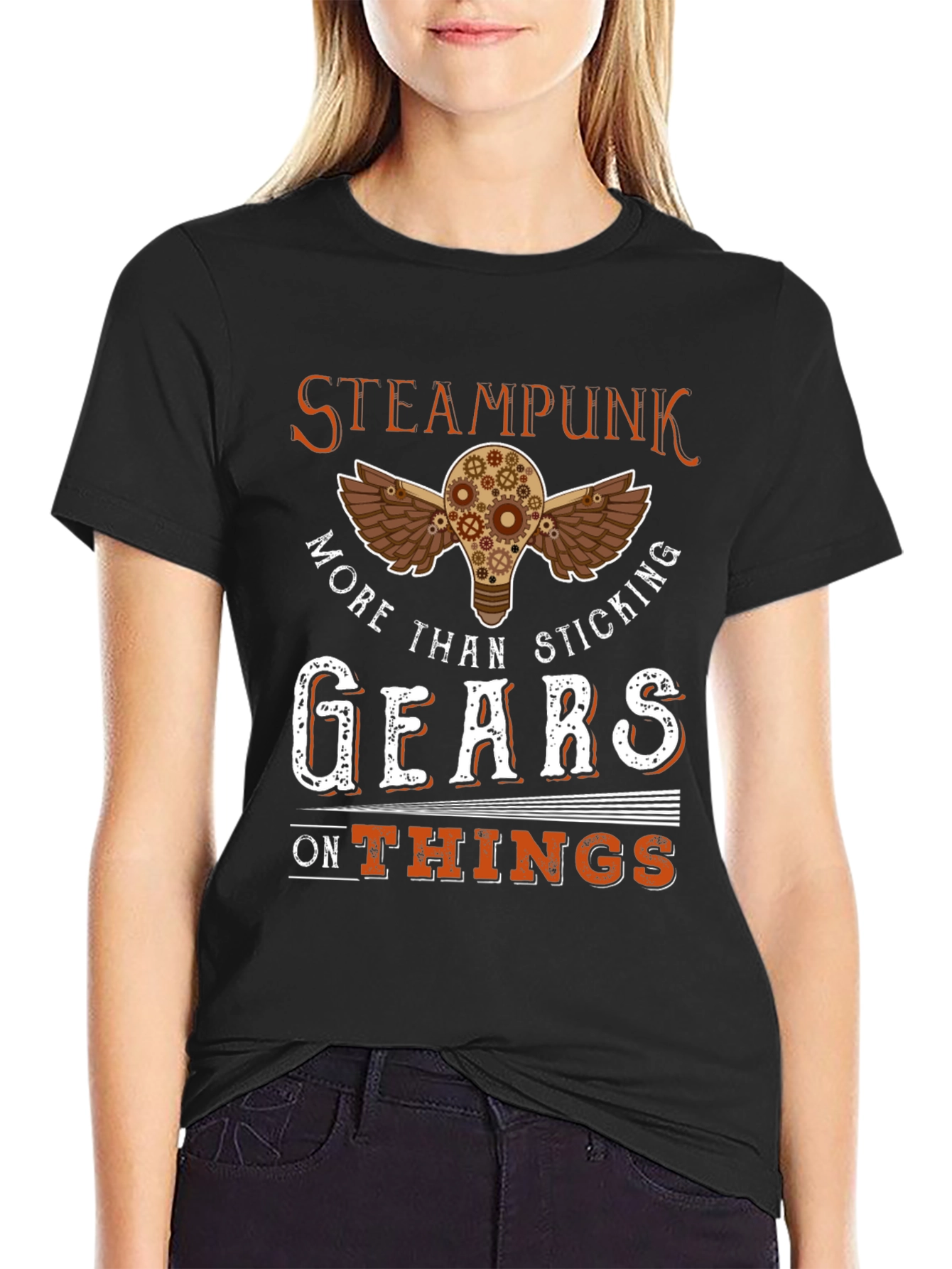 Black Steampunk Gears T-Shirt view 2