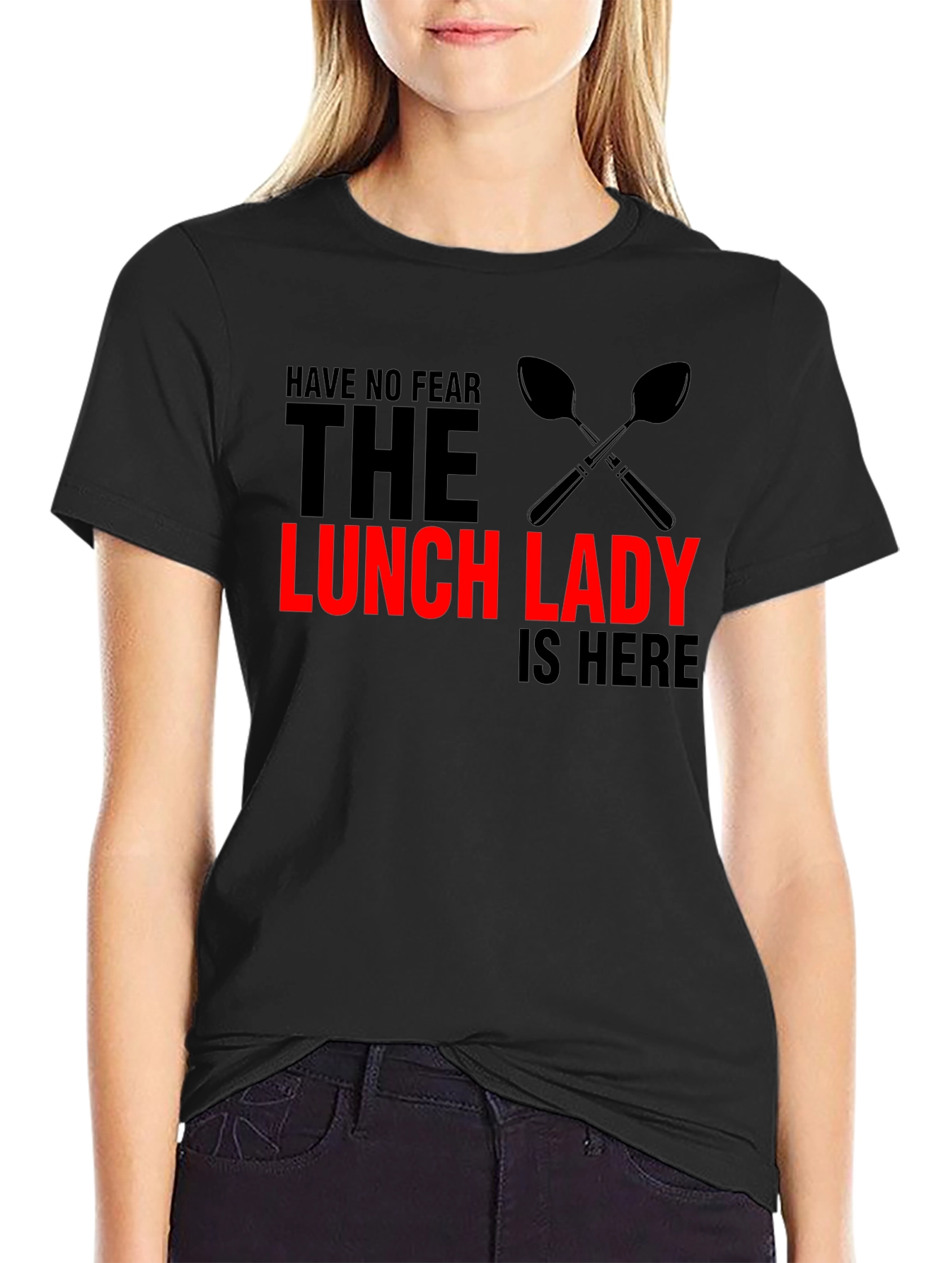 Black Lunch Lady T-Shirt - Funny Kitchen Staff Apparel view 2