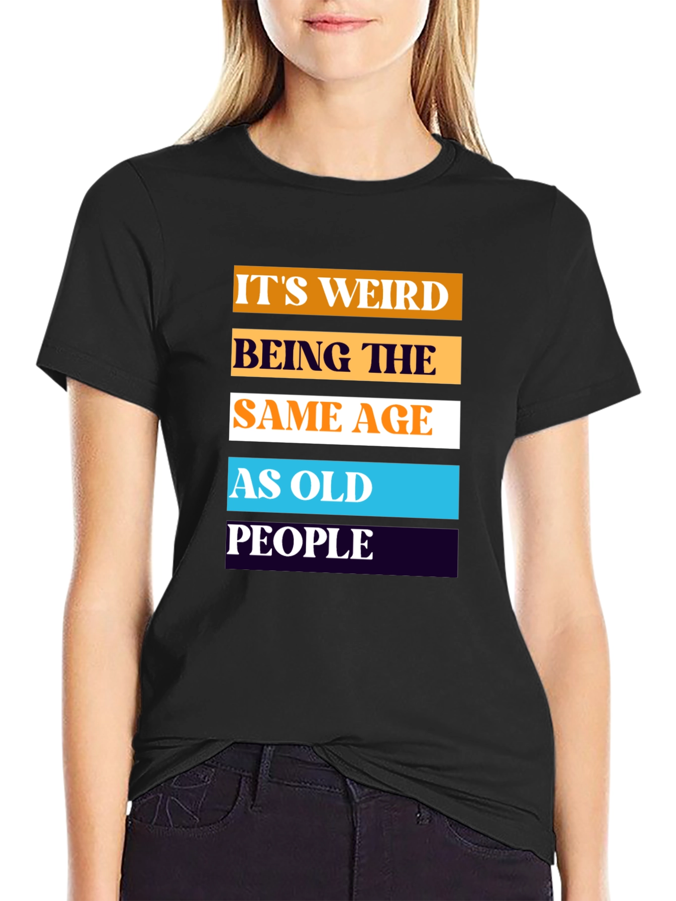 Black Funny "Same Age as Old People" Graphic T-Shirt view 2