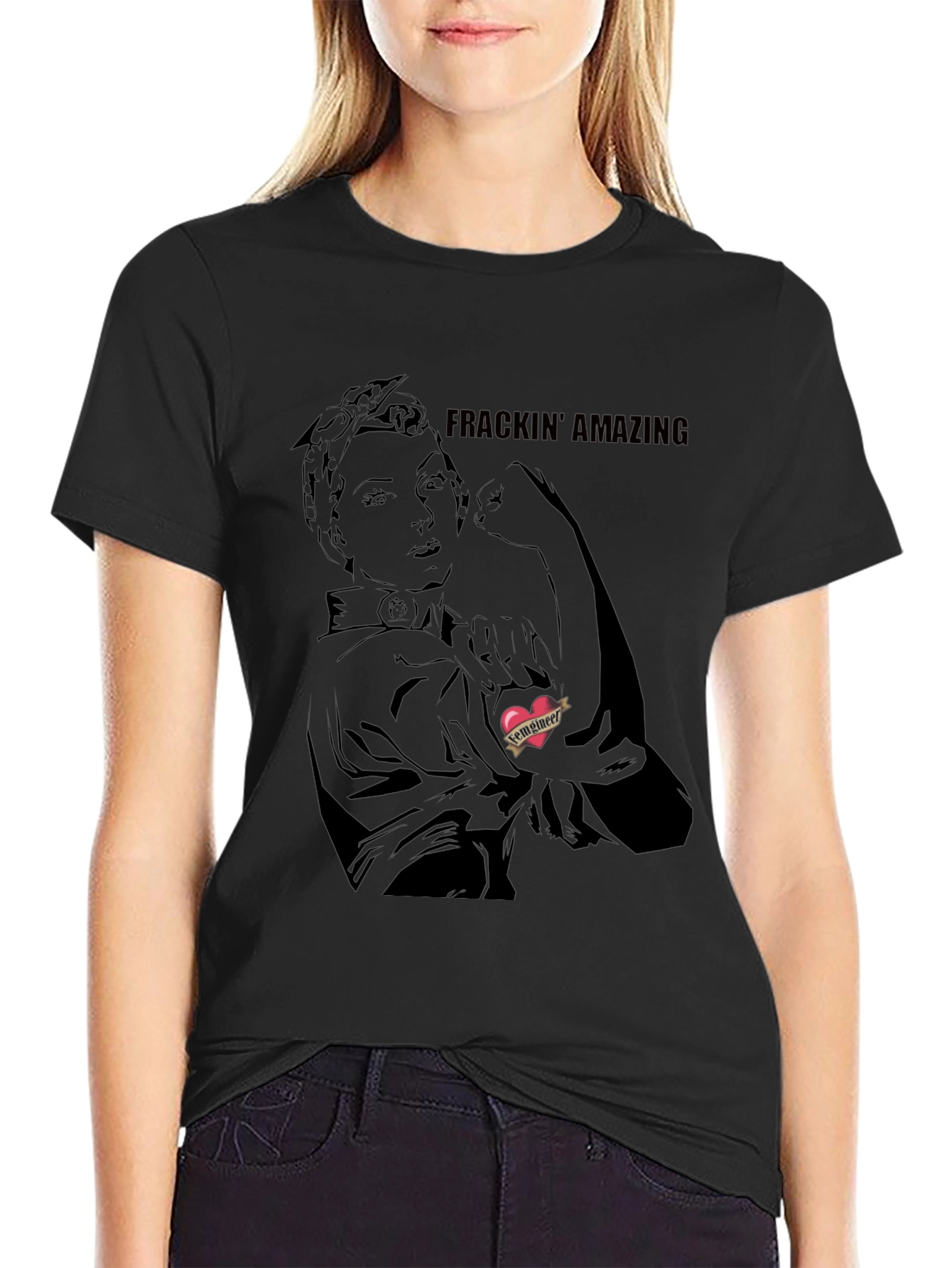 Black Frackin' Amazing Rosie the Riveter Graphic Tee view 2