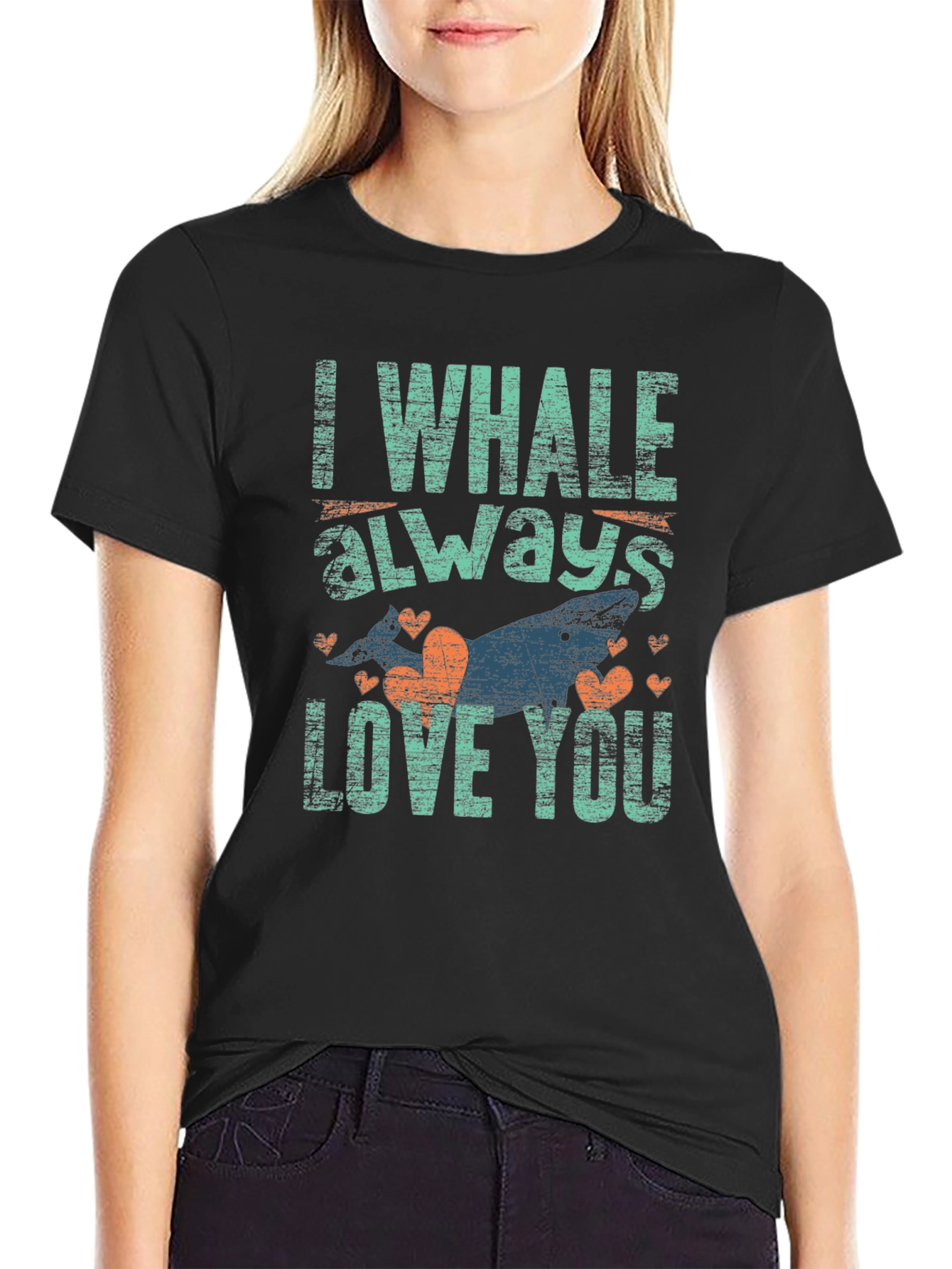Black I Whale Always Love You Graphic T-Shirt view 2