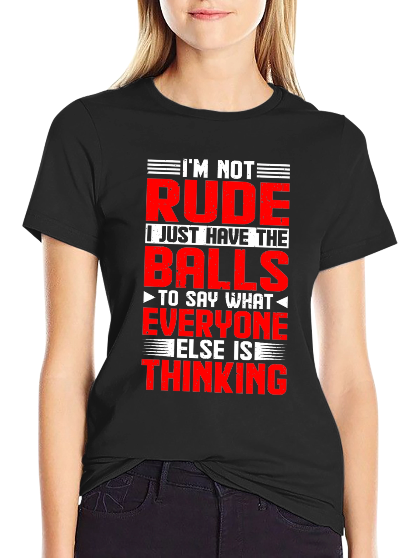 Black Funny Graphic T-Shirt: I'm Not Rude, Just Honest view 2