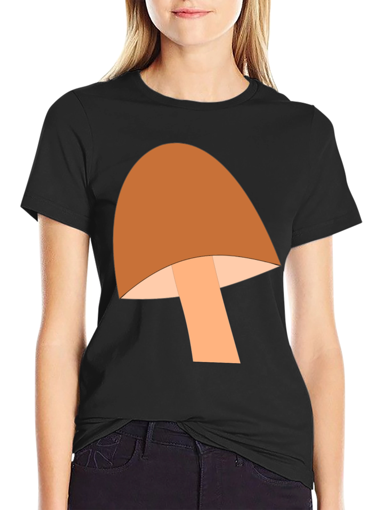 Black Mushroom Graphic Tee - Fun Casual Wear view 2