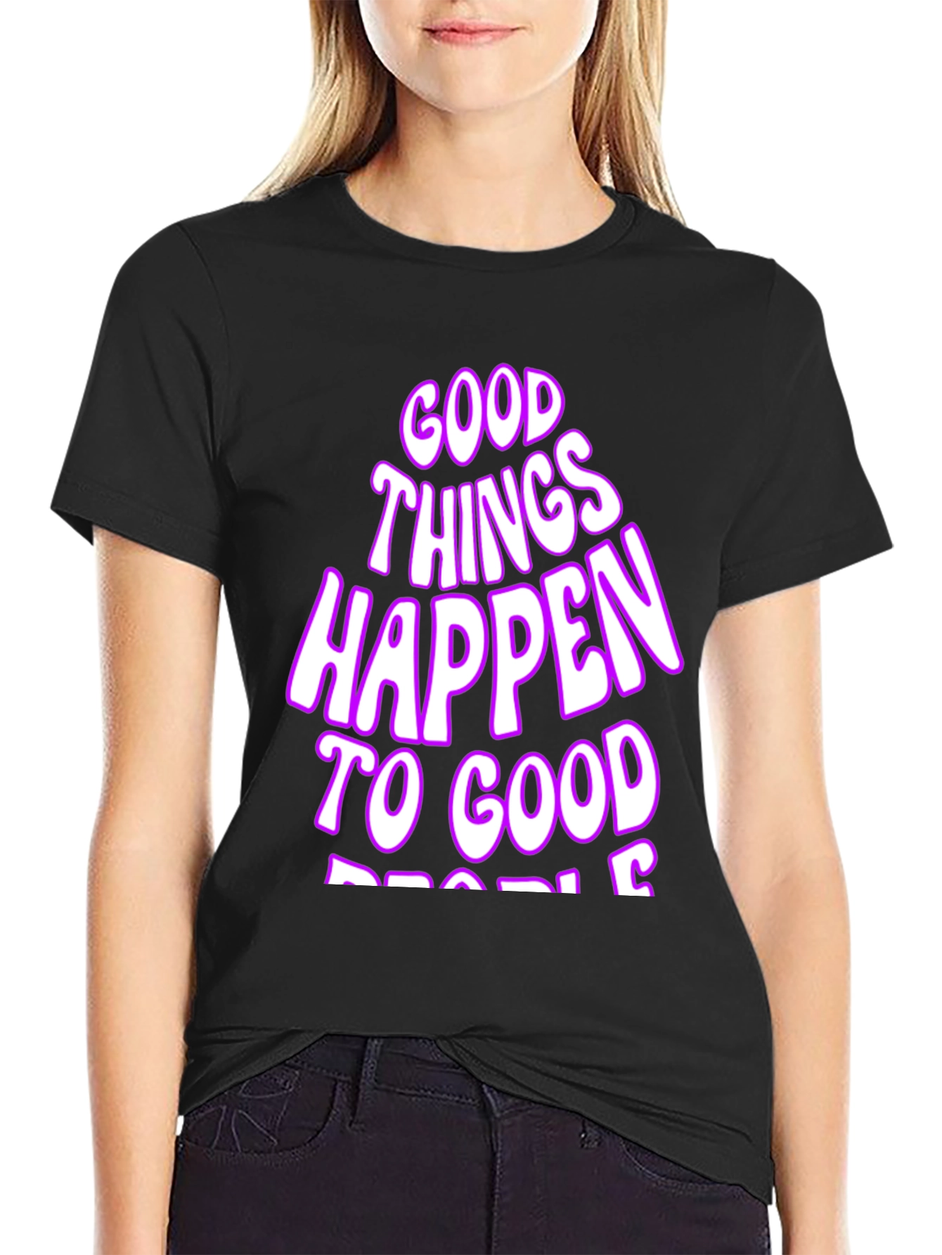Black Good Things Happen T-Shirt - Black Casual Tee view 2