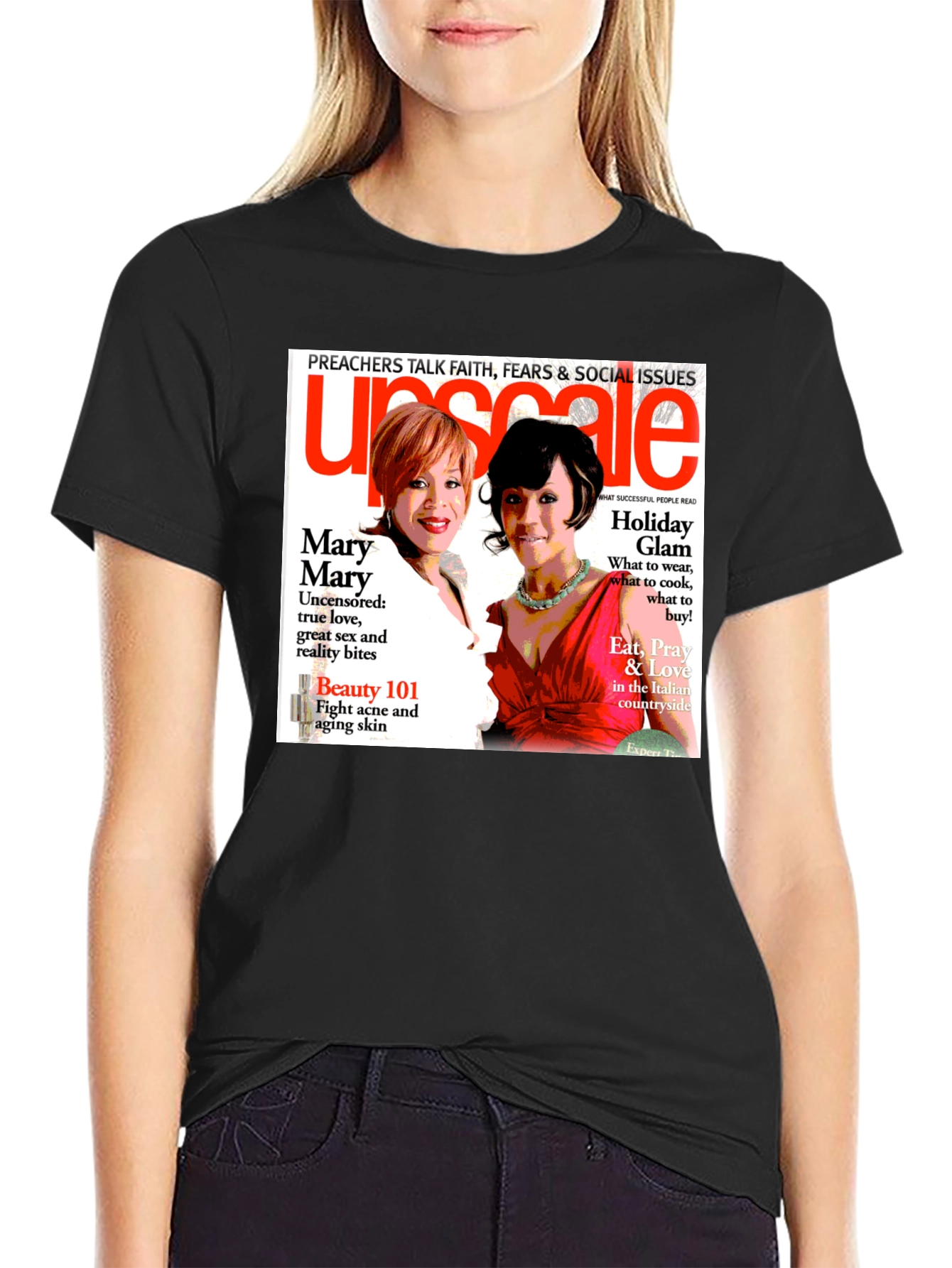 Black Upscale Magazine Graphic T-Shirt view 2