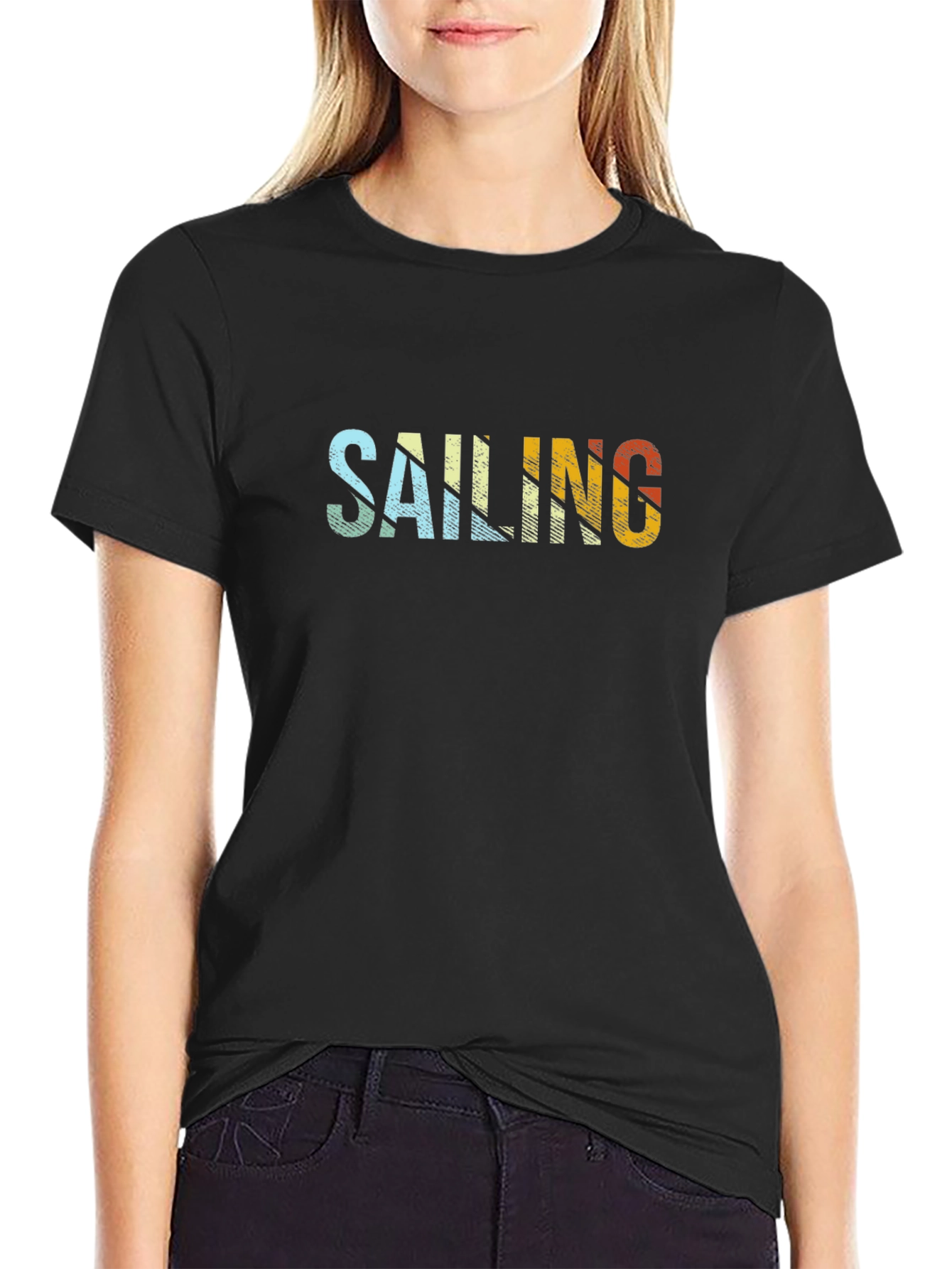 Black Retro Sailing T-Shirt - Vintage Nautical Tee view 2
