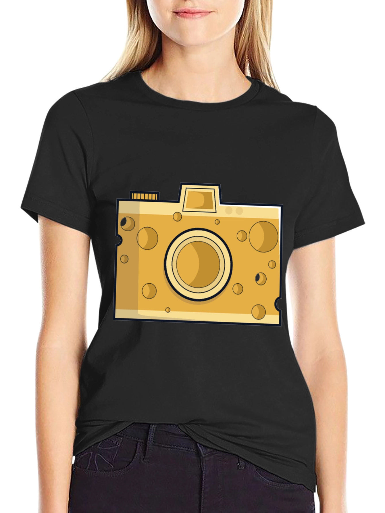 Black Cheese Camera Graphic Tee - Black Cotton view 2