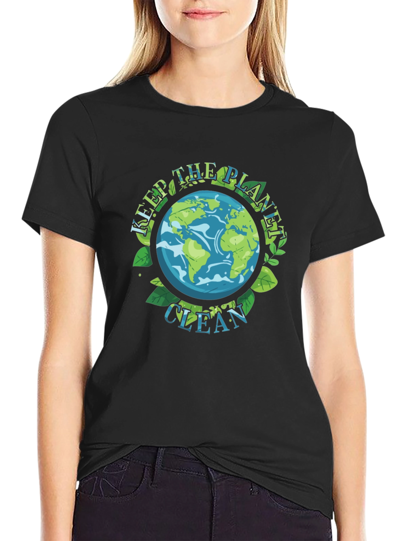 Black Keep The Planet Clean T-Shirt - Earth Day view 2