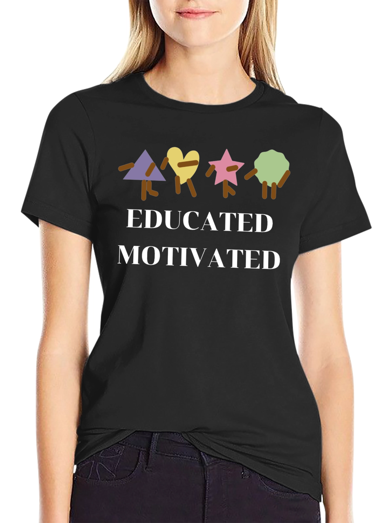Black Educated Motivated Graphic T-Shirt view 2