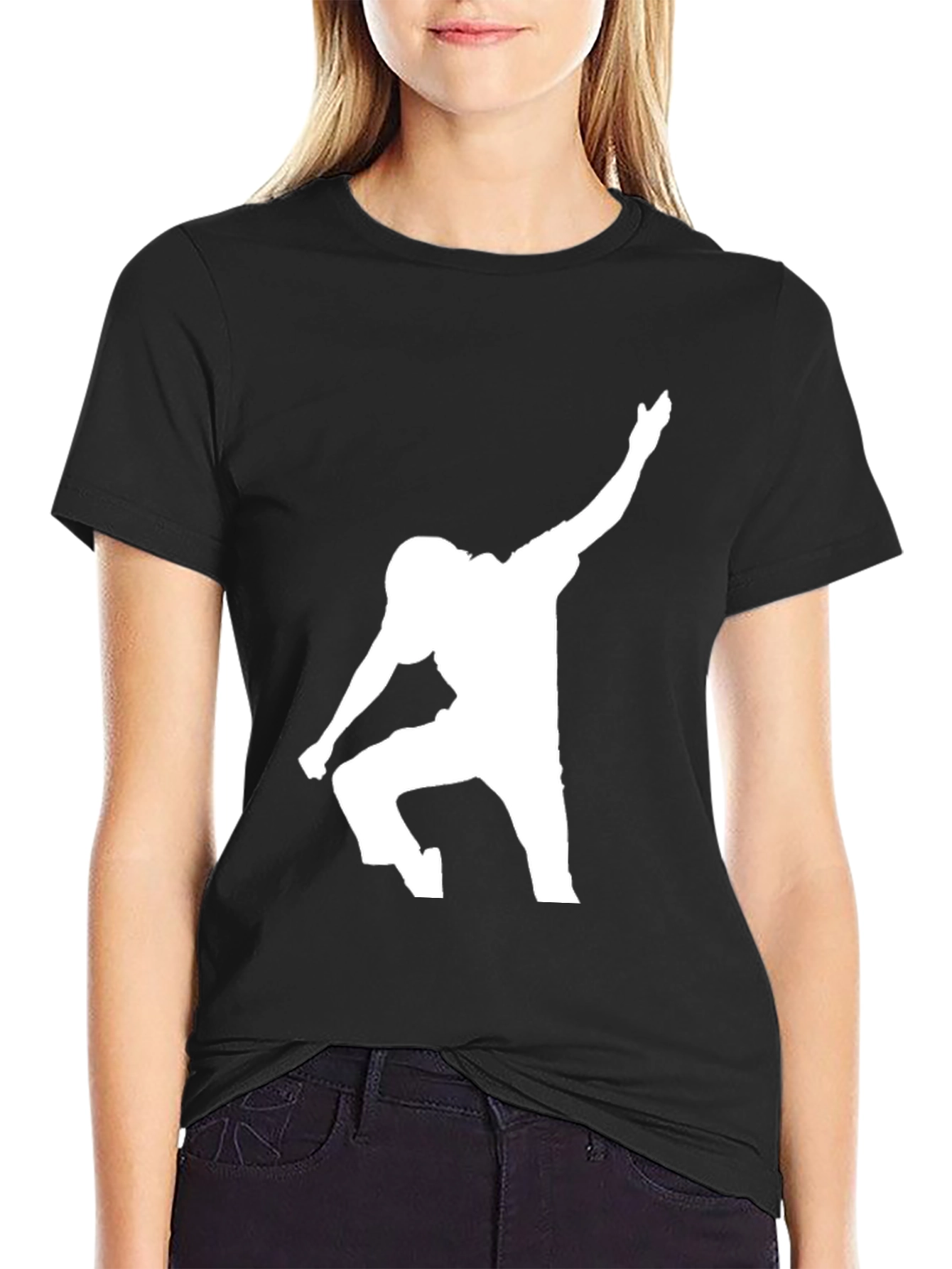 Black Football Player Silhouette Graphic Tee view 2