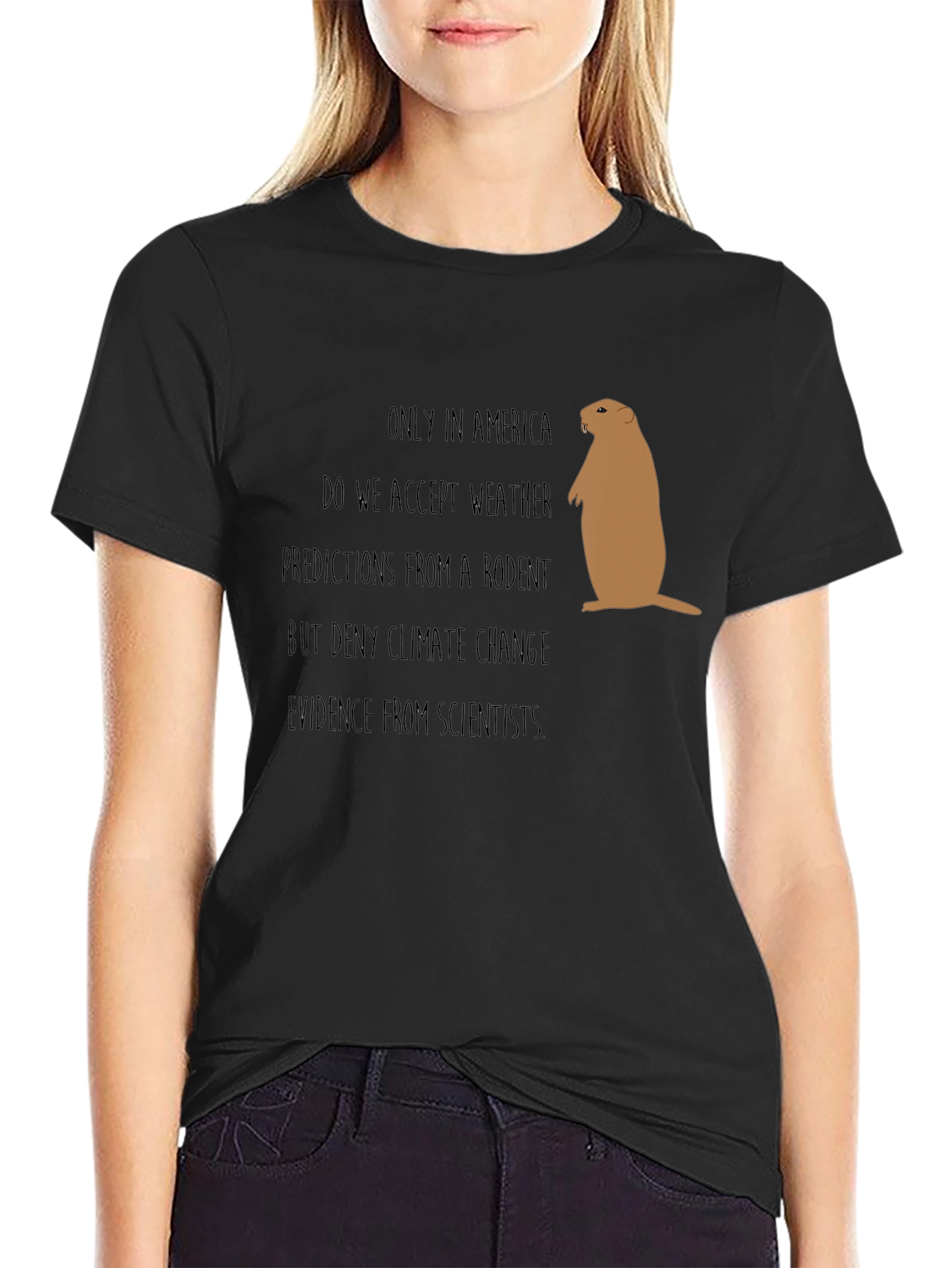 Black Funny Climate Change Rodent Graphic Tee view 2