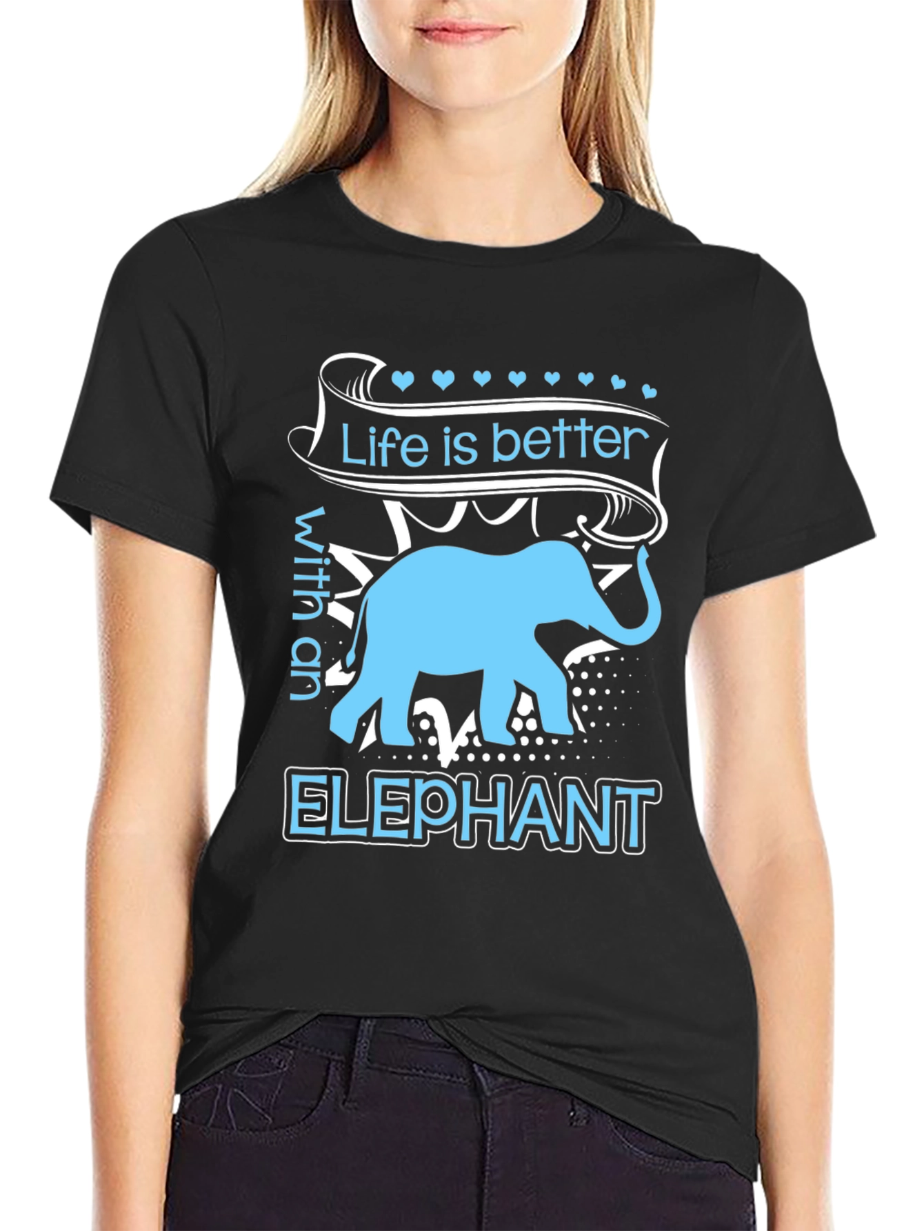 Black Elephant Lover T-Shirt - Life is Better Tee view 2