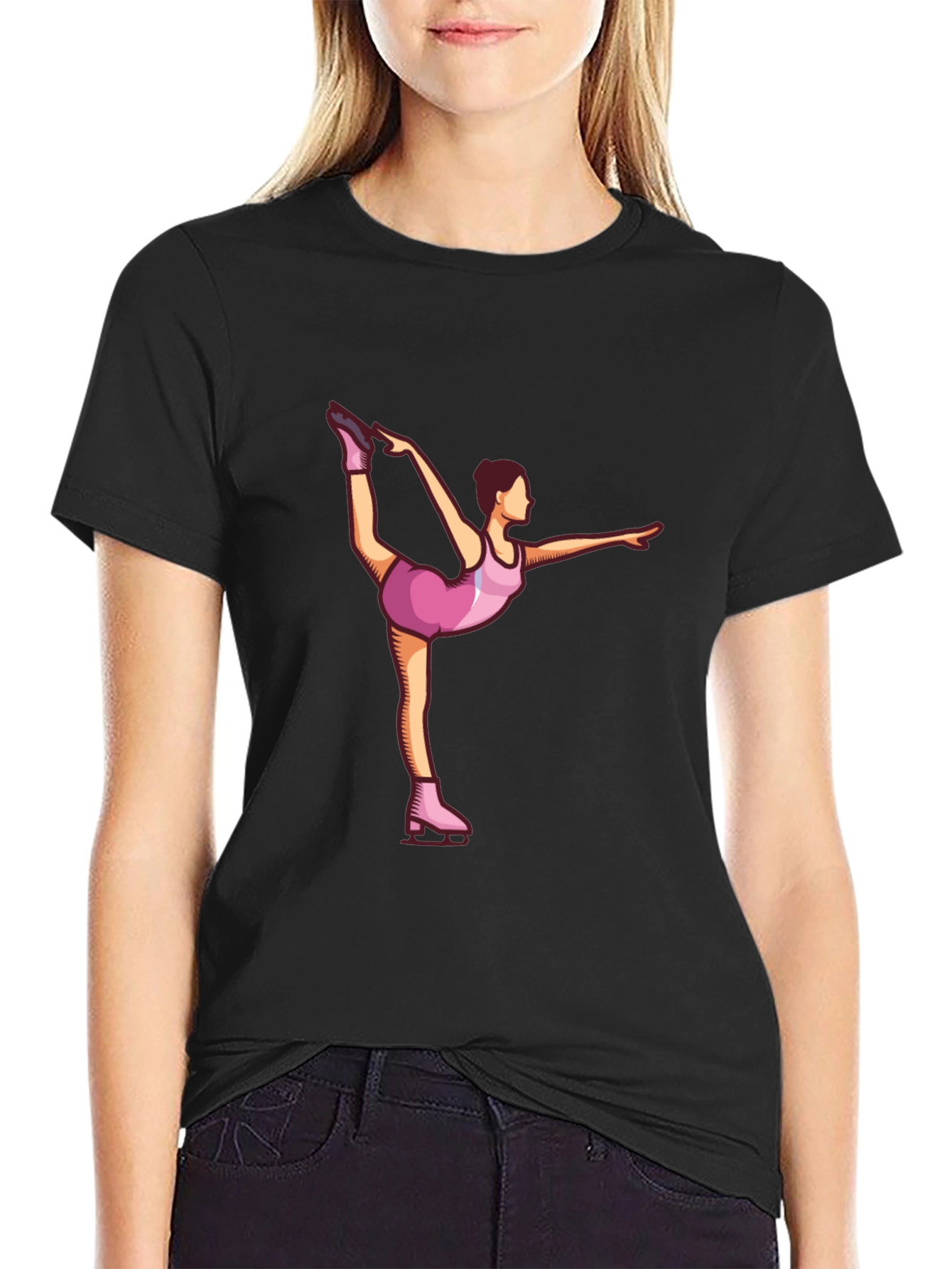 Black Figure Skating Graphic Tee view 2