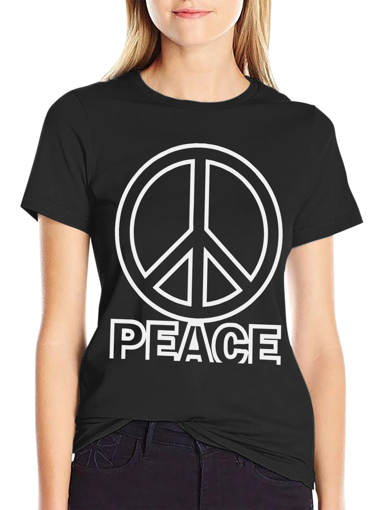 Black Peace Sign Graphic Tee - Black view 2