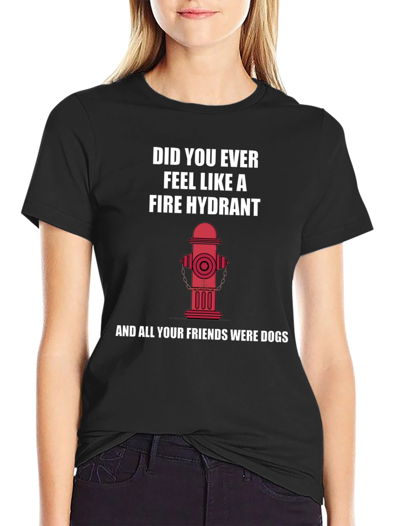 Black Fire Hydrant Graphic Tee - Funny Novelty Shirt view 2