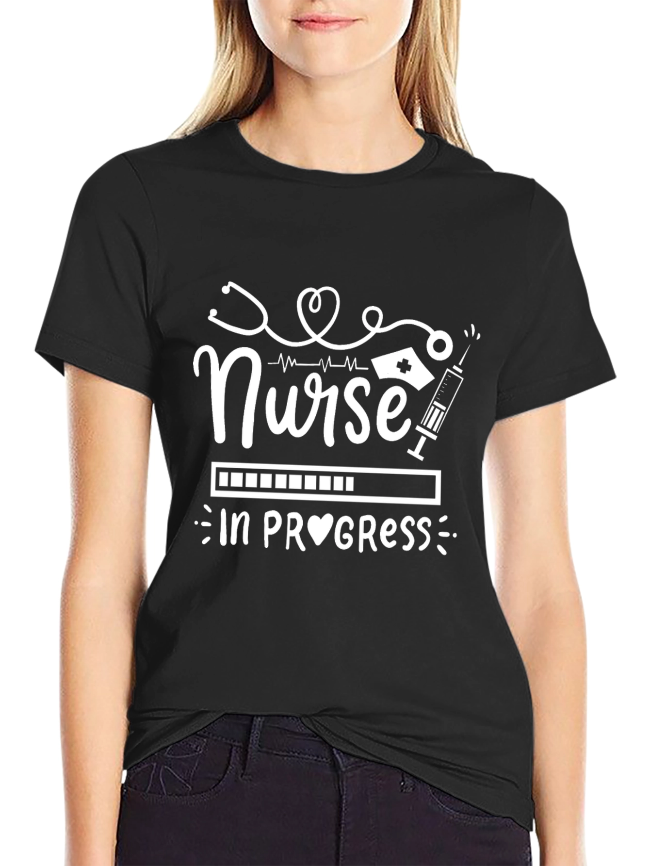 Black Nurse in Progress T-Shirt - Medical Gift view 2