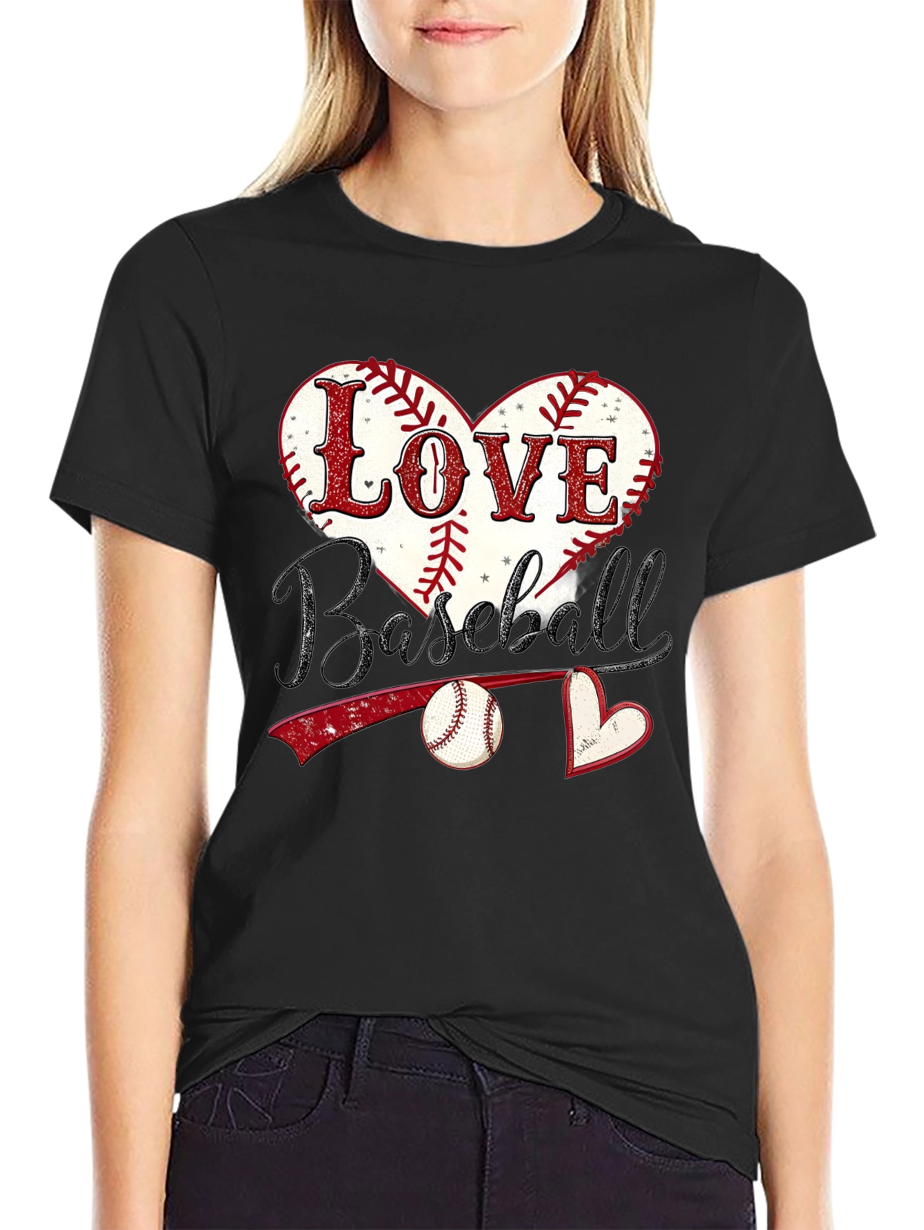 Black Love Baseball Graphic T-Shirt view 2
