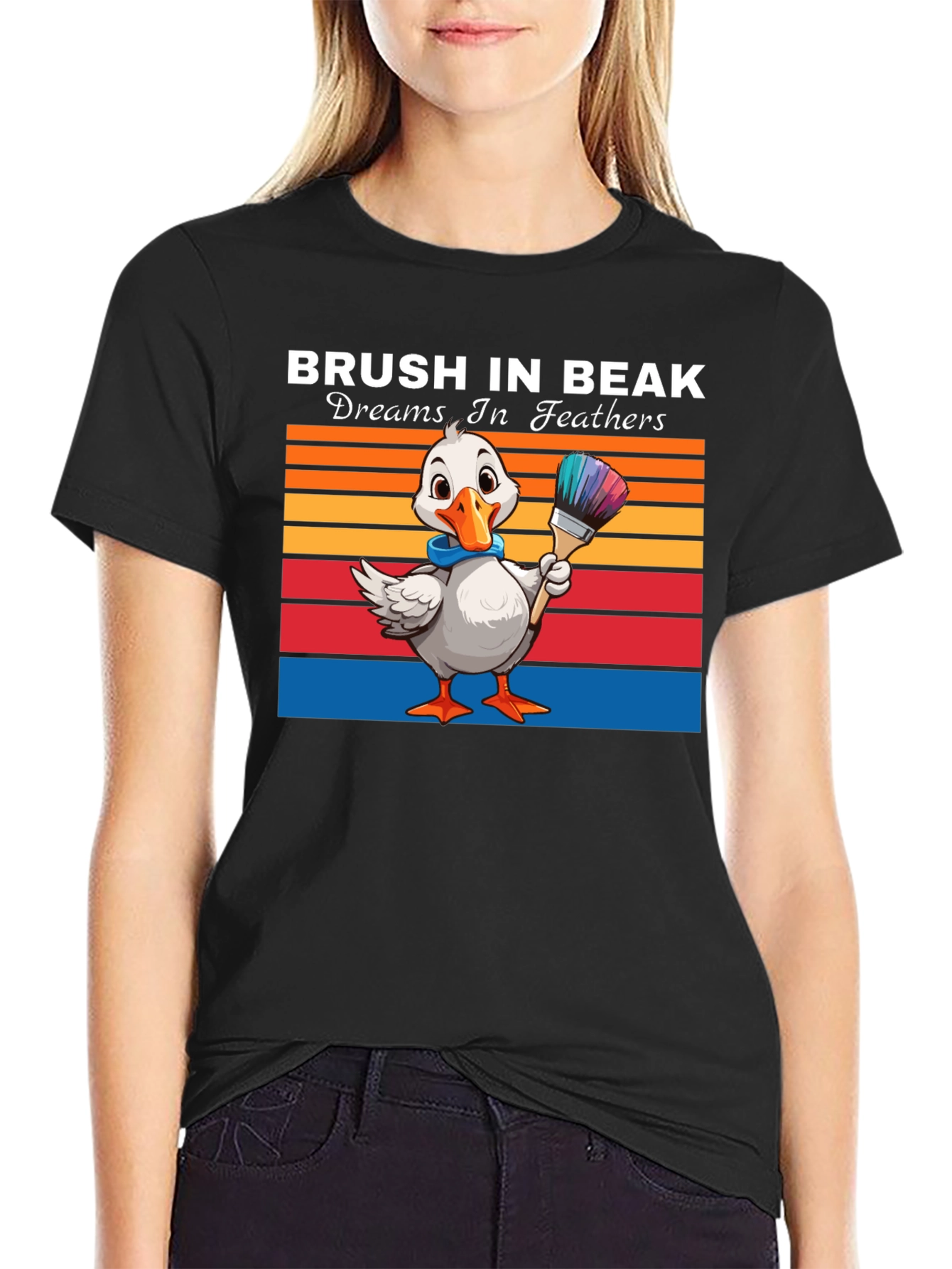 Black Brush in Beak T-shirt view 2