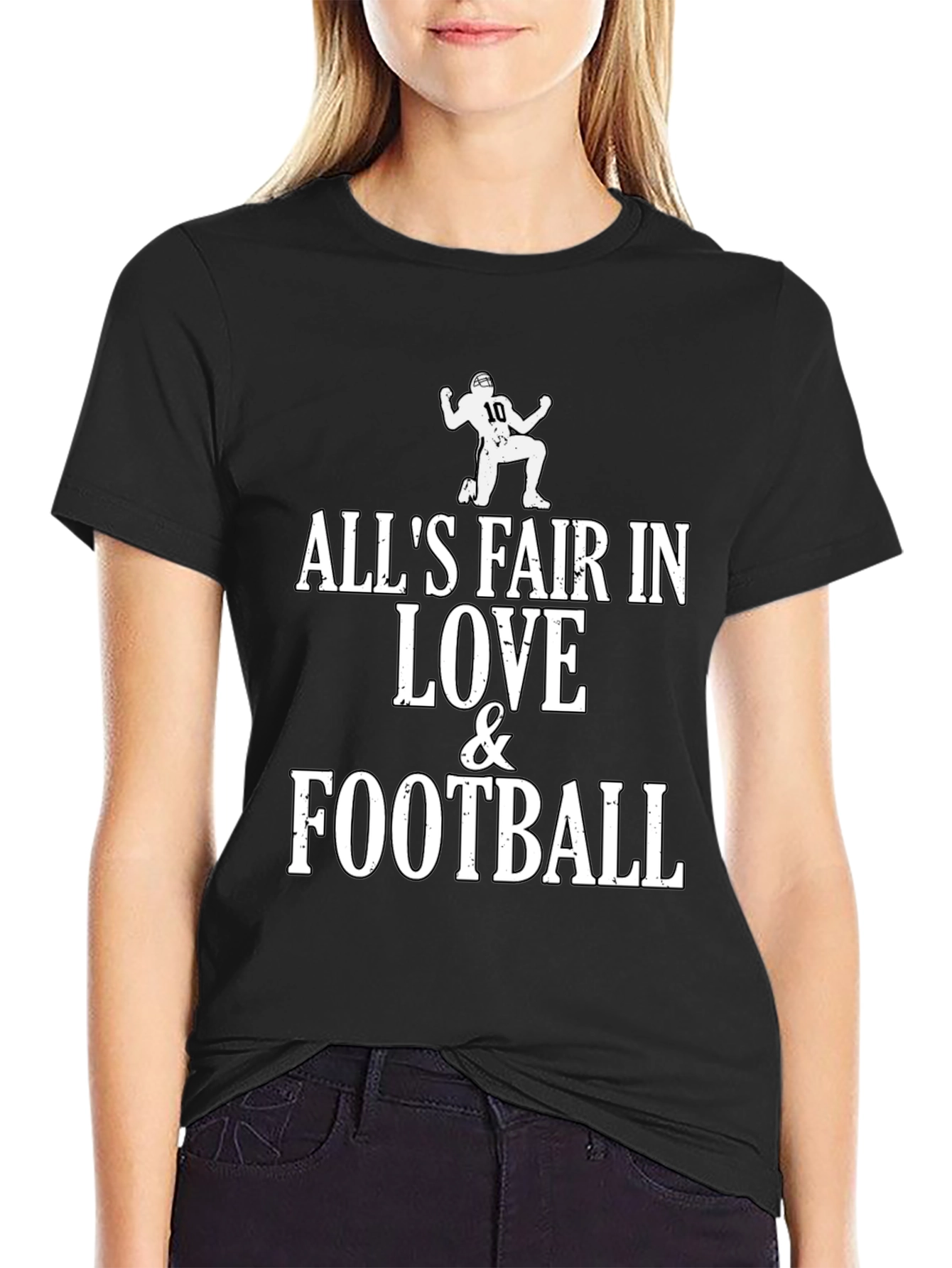 Black All's Fair in Love & Football Graphic Tee view 2