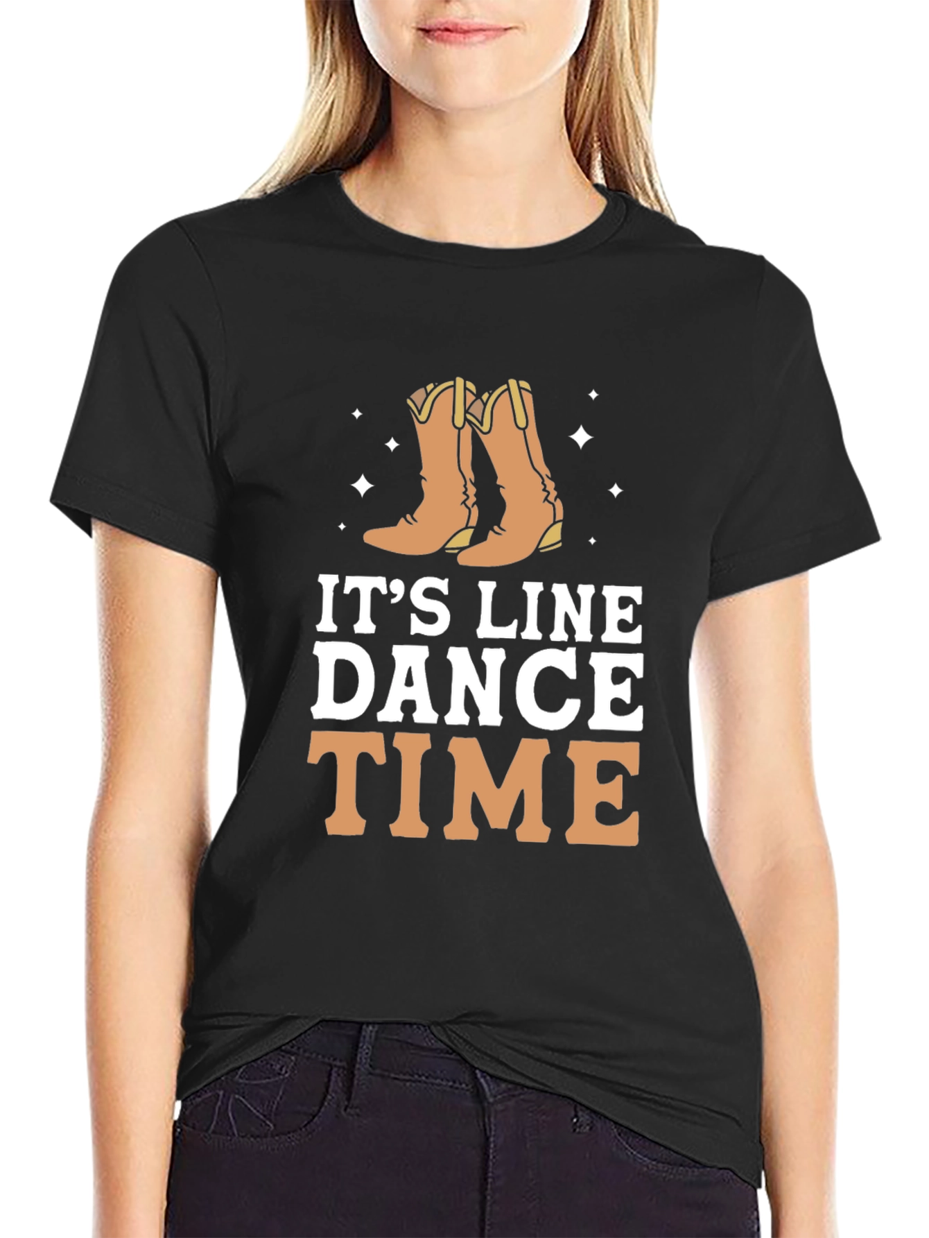 Black It's Line Dance Time Black T-Shirt view 2