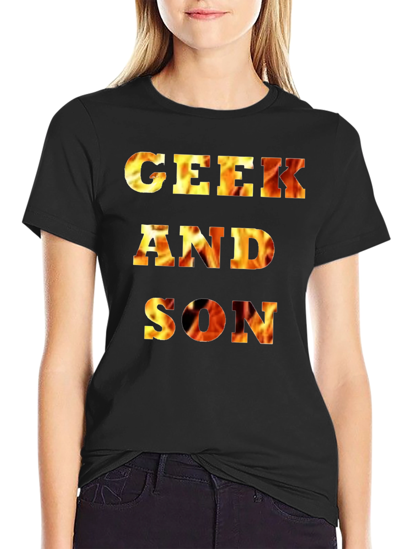Black Geek and Son Flaming Graphic Tee - Black view 2