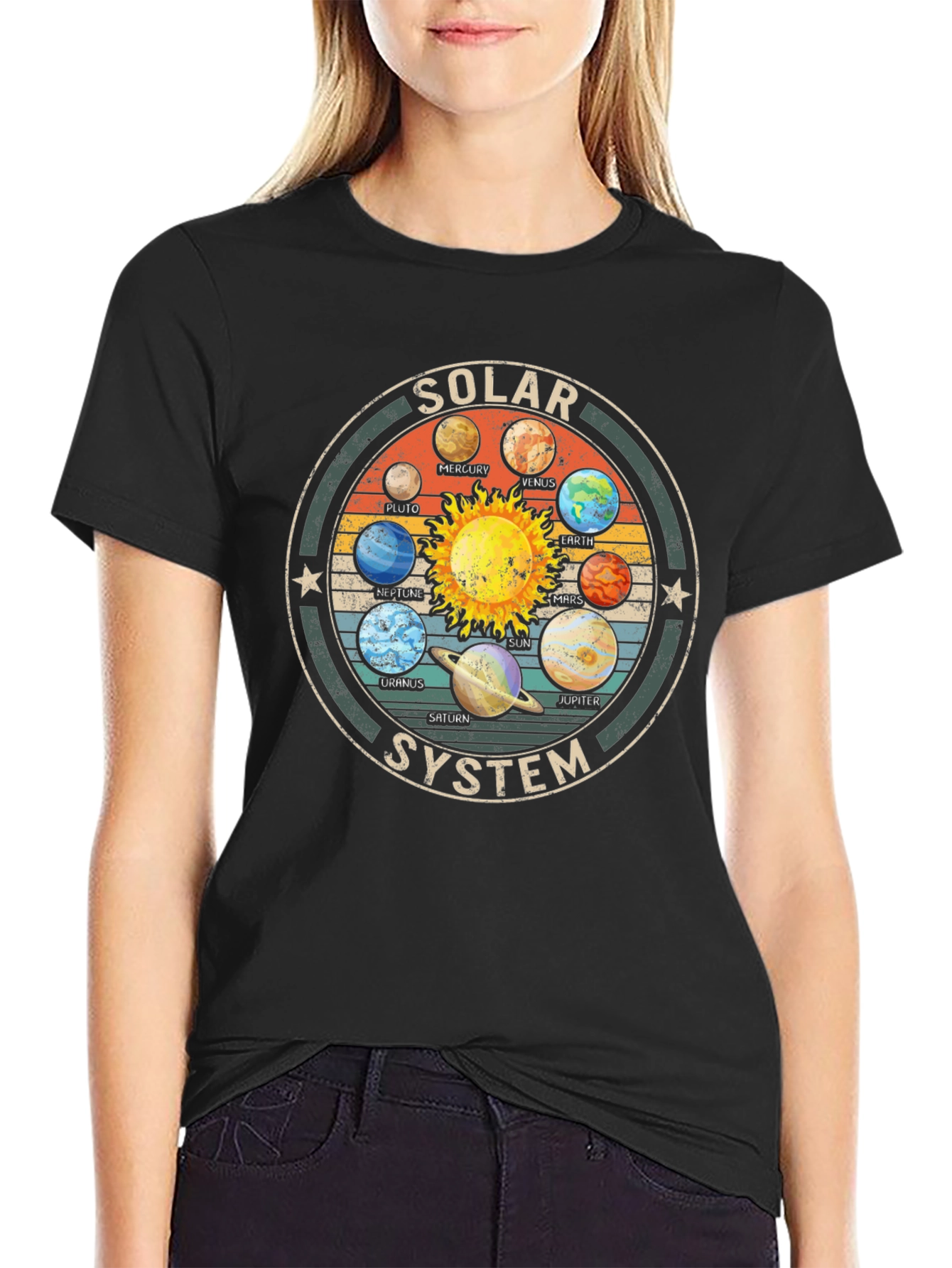 Black Solar System Graphic Tee - Vintage Style view 2