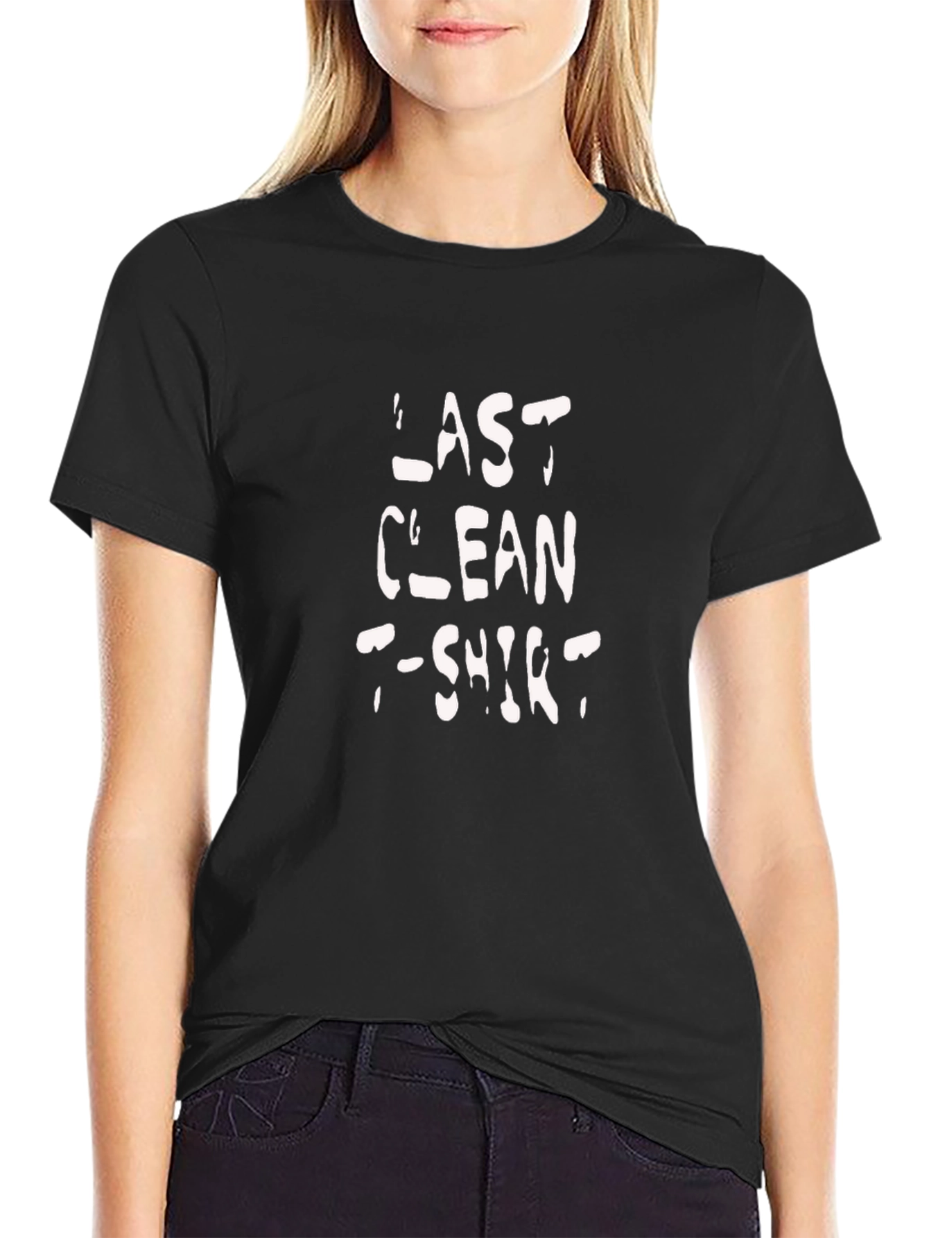 Black Last Clean T-Shirt - Novelty Graphic Tee view 2