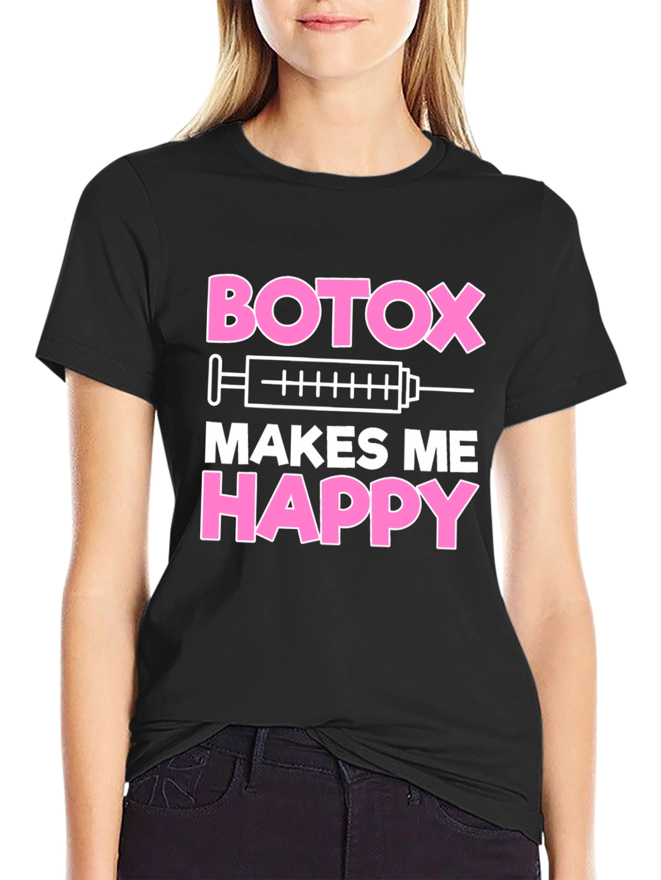 Black Botox Makes Me Happy Graphic T-Shirt view 2