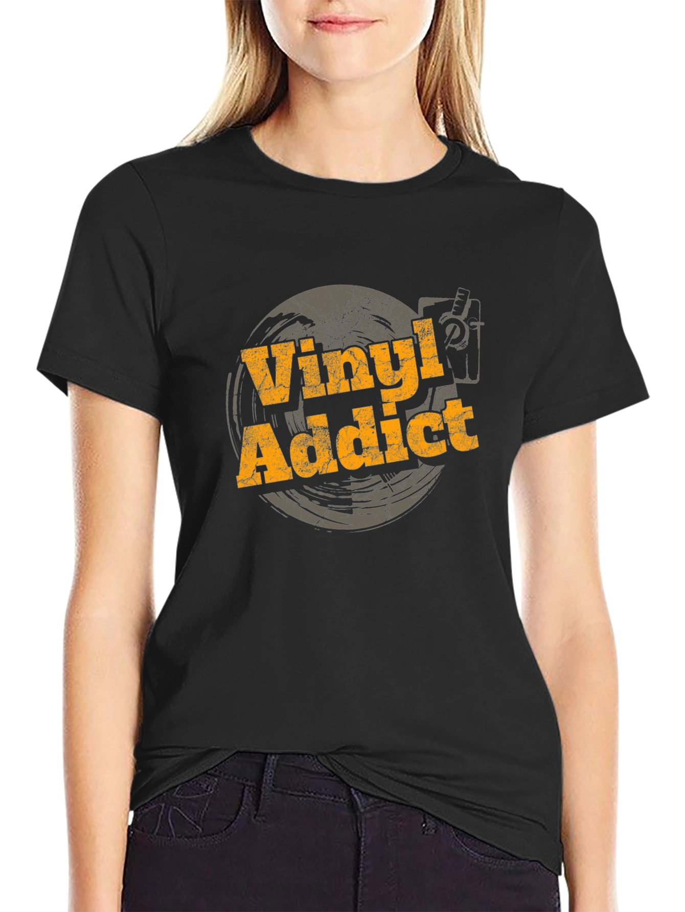 Black Vinyl Addict Black T-Shirt view 2