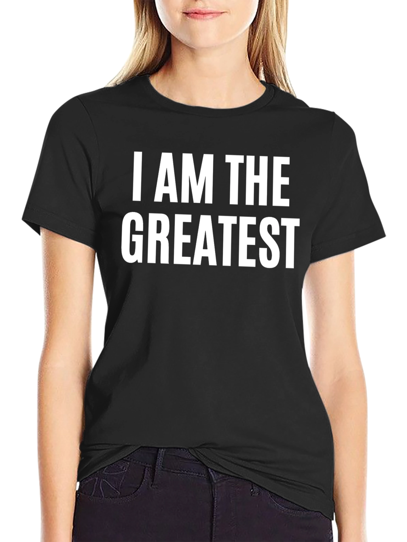 Black I AM THE GREATEST Crew Neck T-Shirt view 2