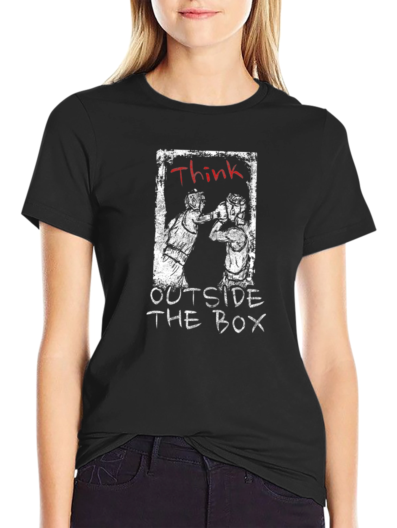 Black Think Outside the Box Black Graphic Tee view 2