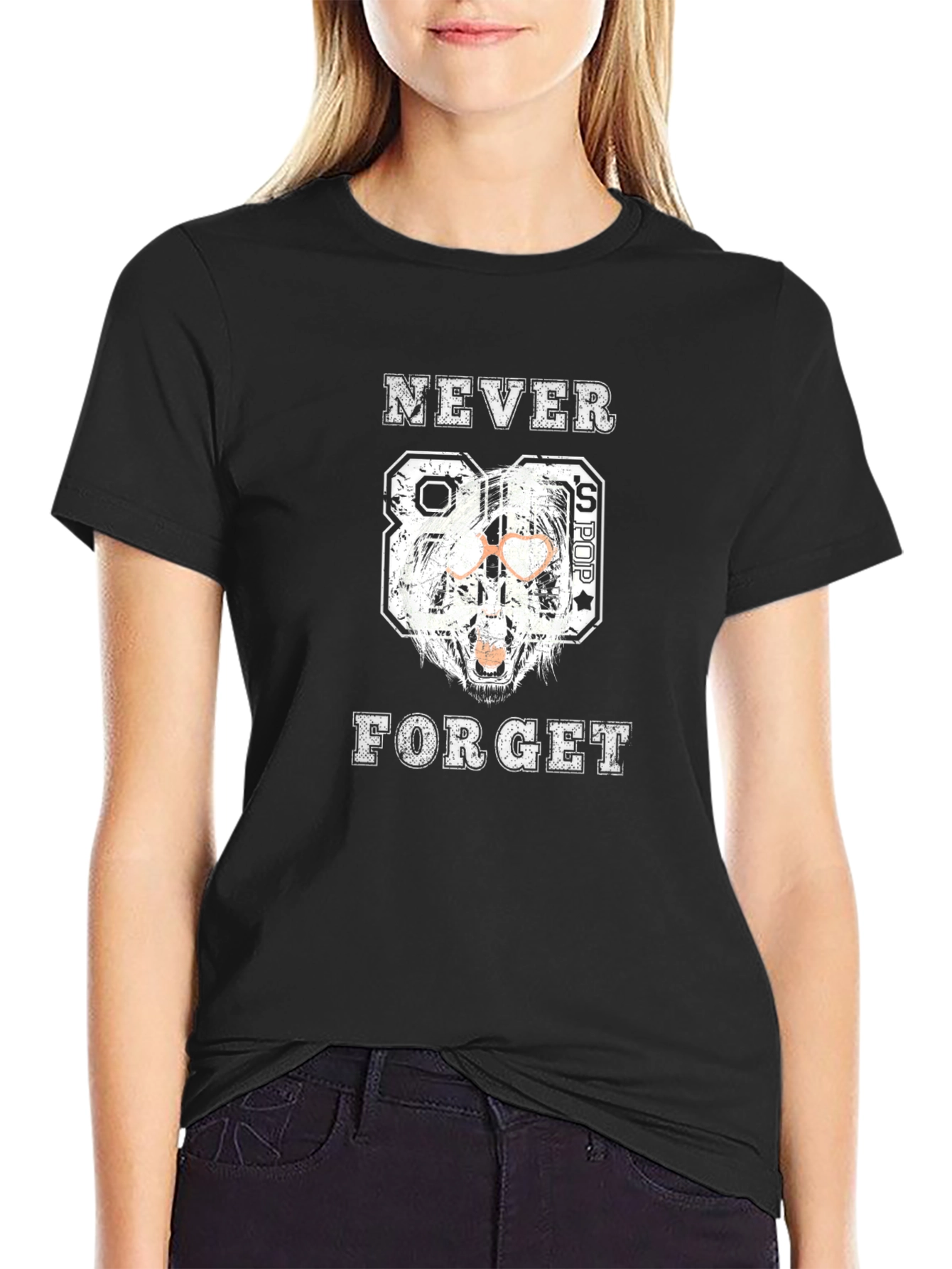 Black Never Forget 80's Pop Men's Black T-Shirt view 2