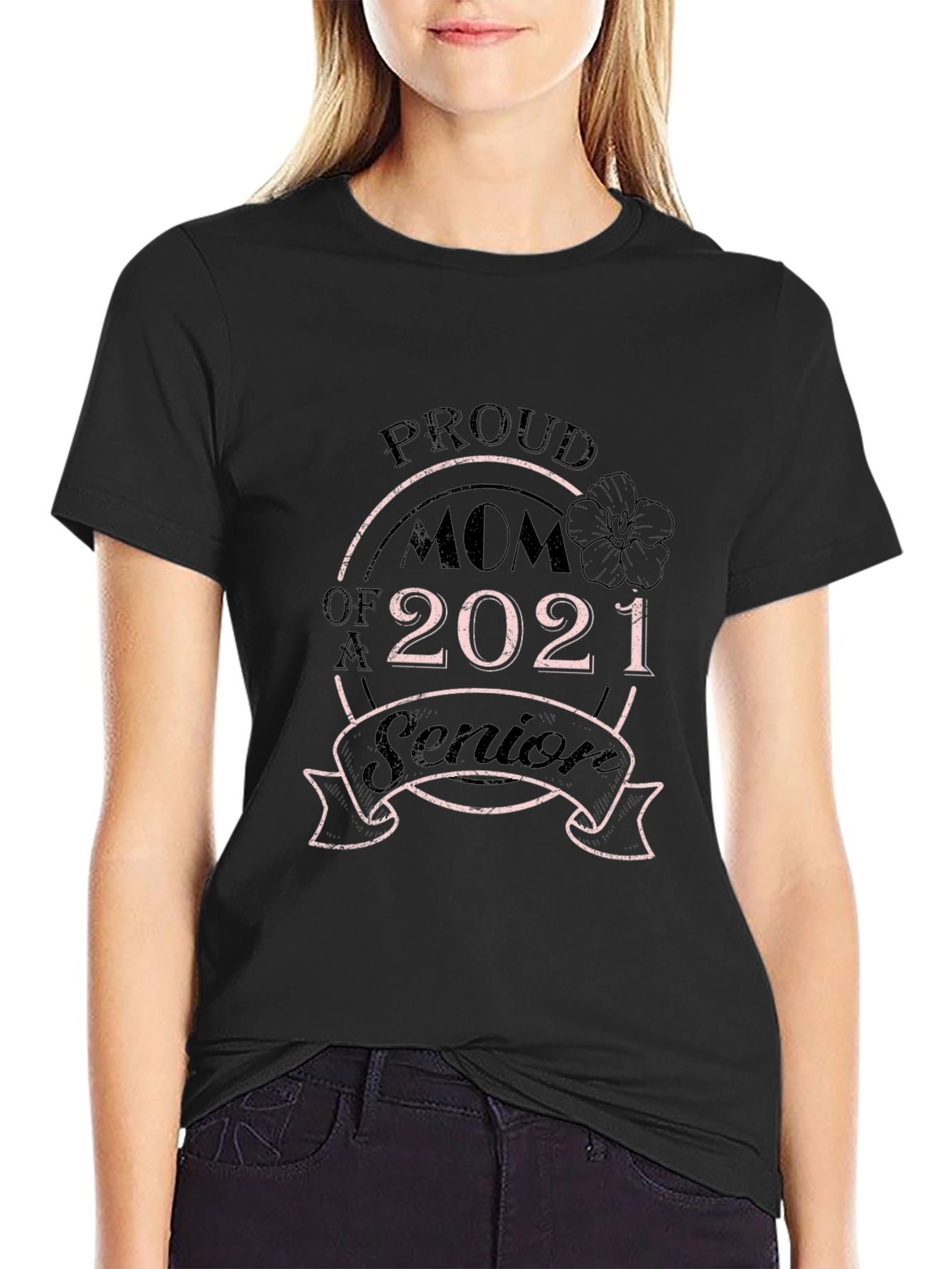 Proud Mom of a 2021 Senior Black T-Shirt - 2